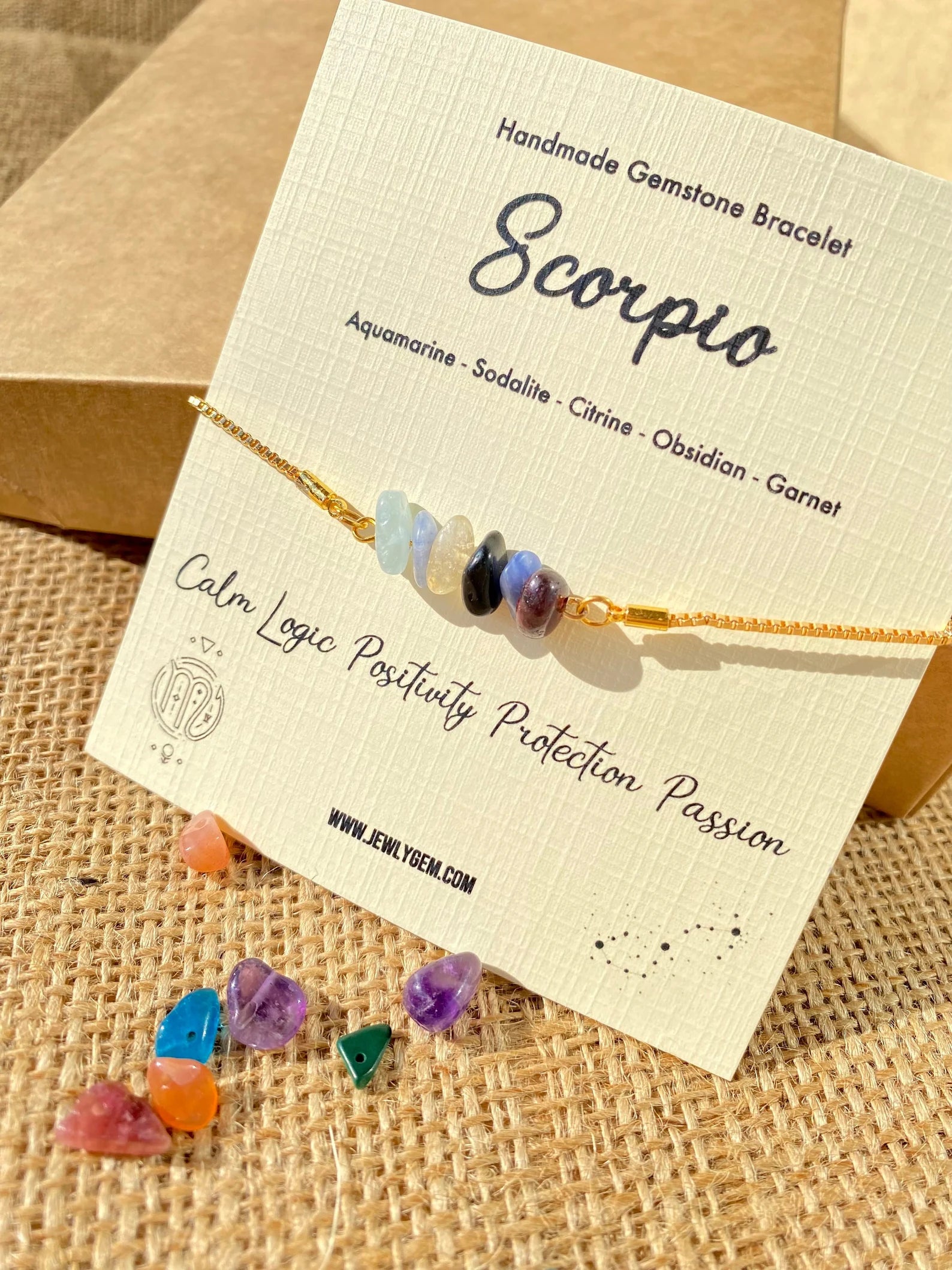 Scorpio Zodiac Gemstone Bracelet zodiac bracelets LUNARITY GARAGE Gold  