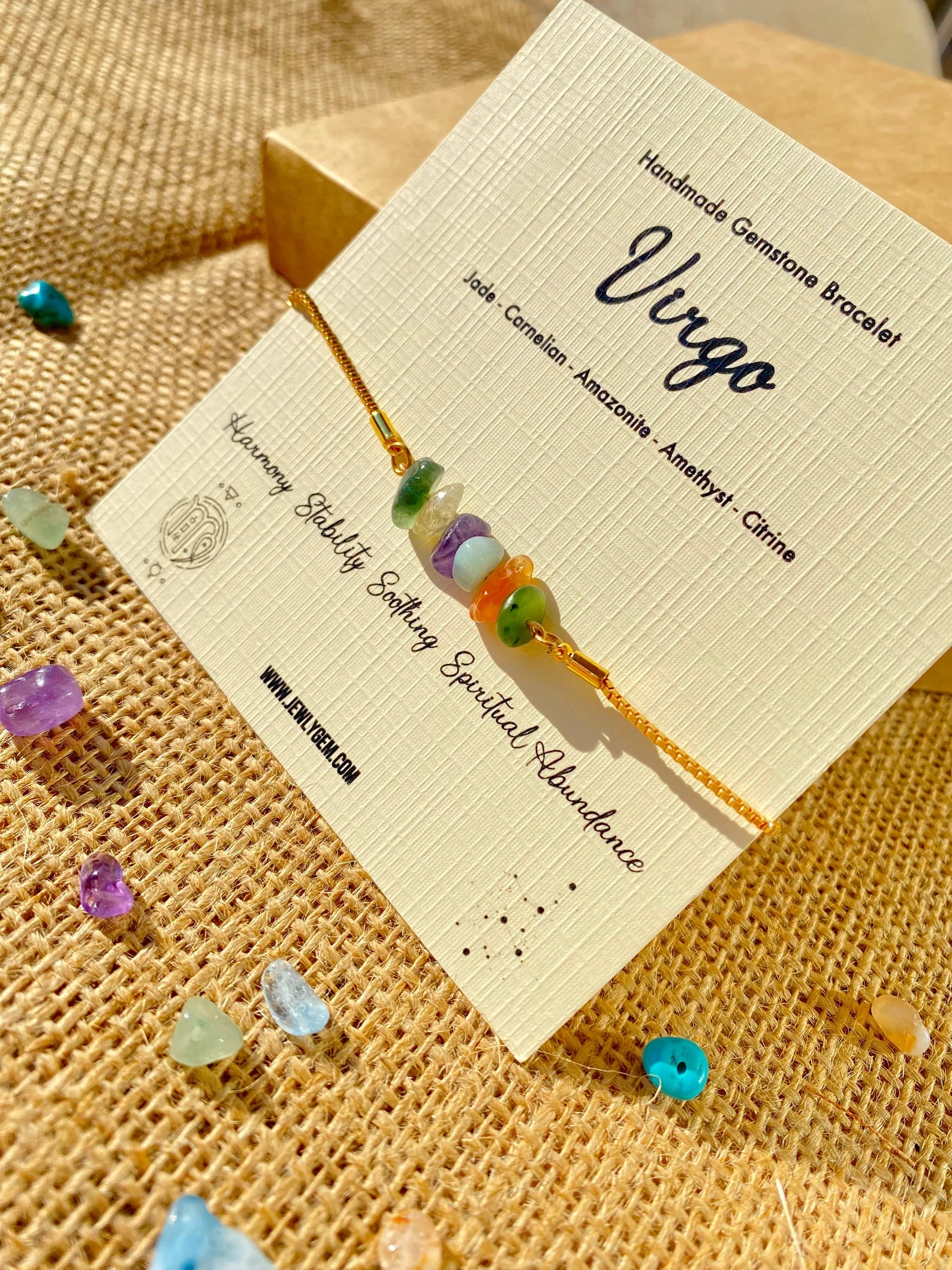Virgo Zodiac Gemstone Bracelet zodiac bracelets LUNARITY GARAGE Gold