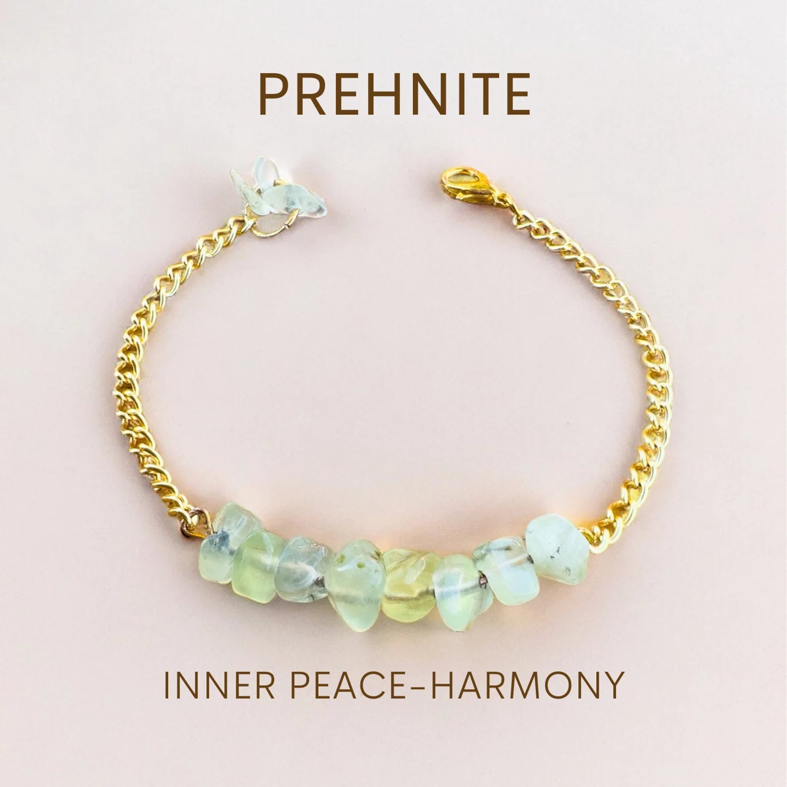 Handmade Prehnite Bracelet gemstone bracelet LUNARITY GARAGE Gold Bold