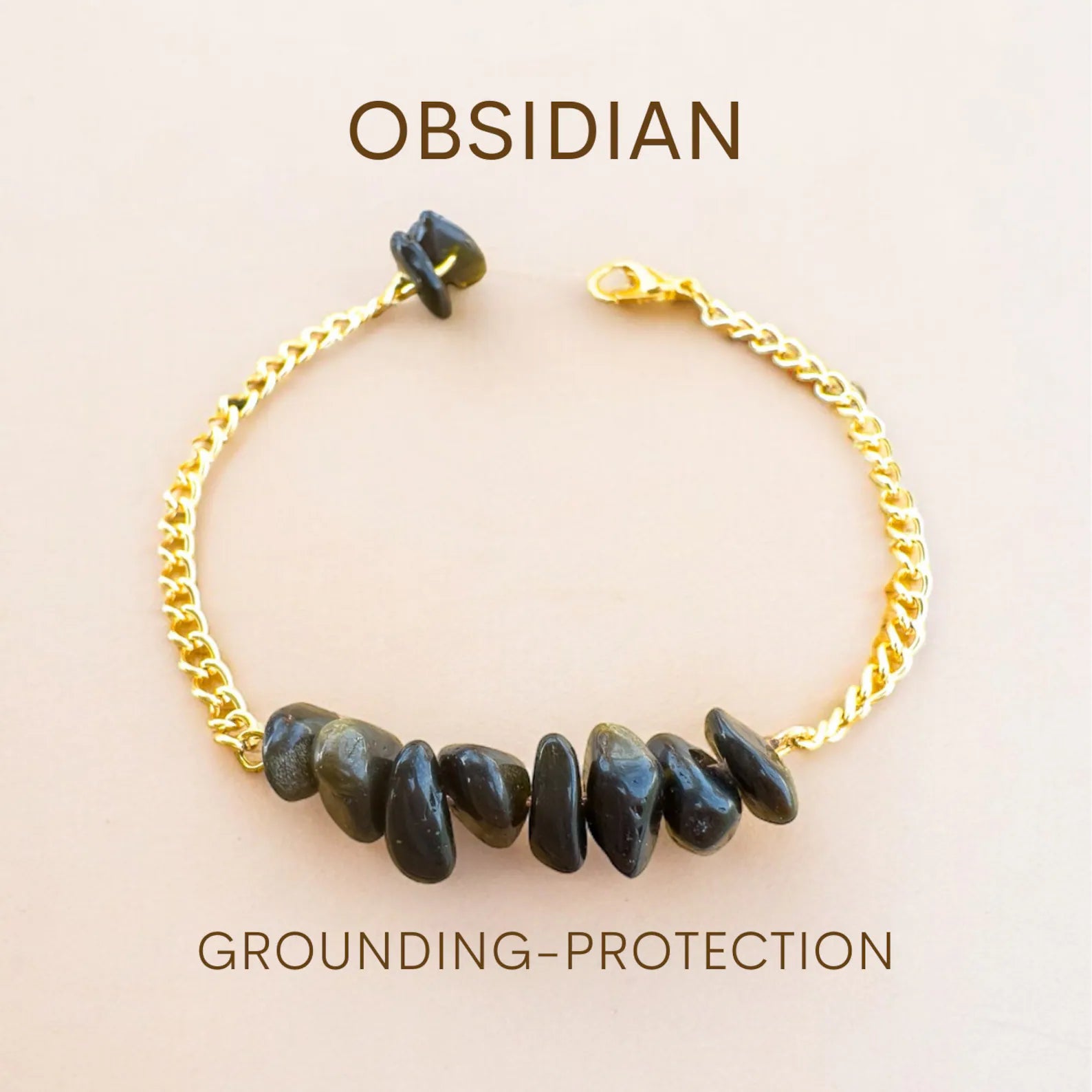 Handmade Obsidian Bracelet gemstone bracelet LUNARITY GARAGE Gold Bold