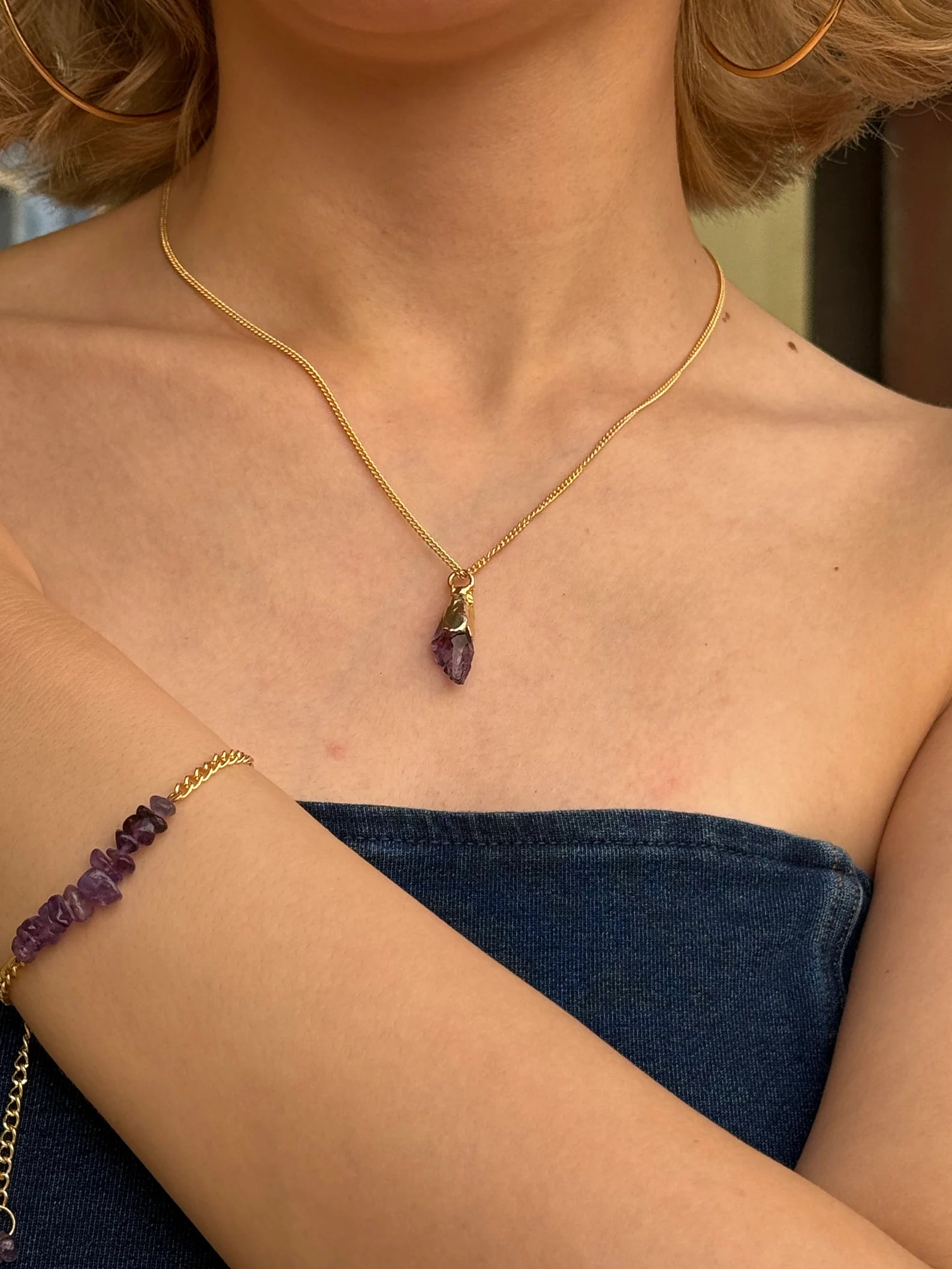 Minimalist Raw Amethyst Necklace necklaces LUNARITY GARAGE