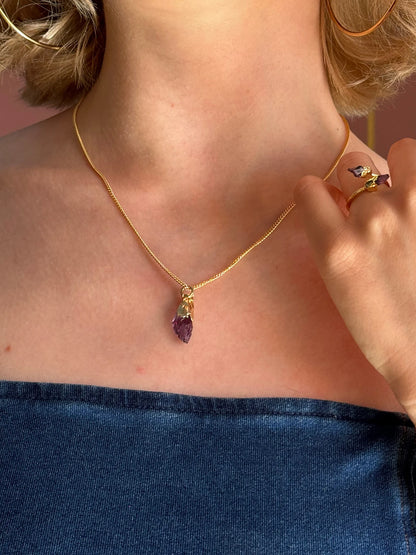 Minimalist Raw Amethyst Necklace necklaces LUNARITY GARAGE   