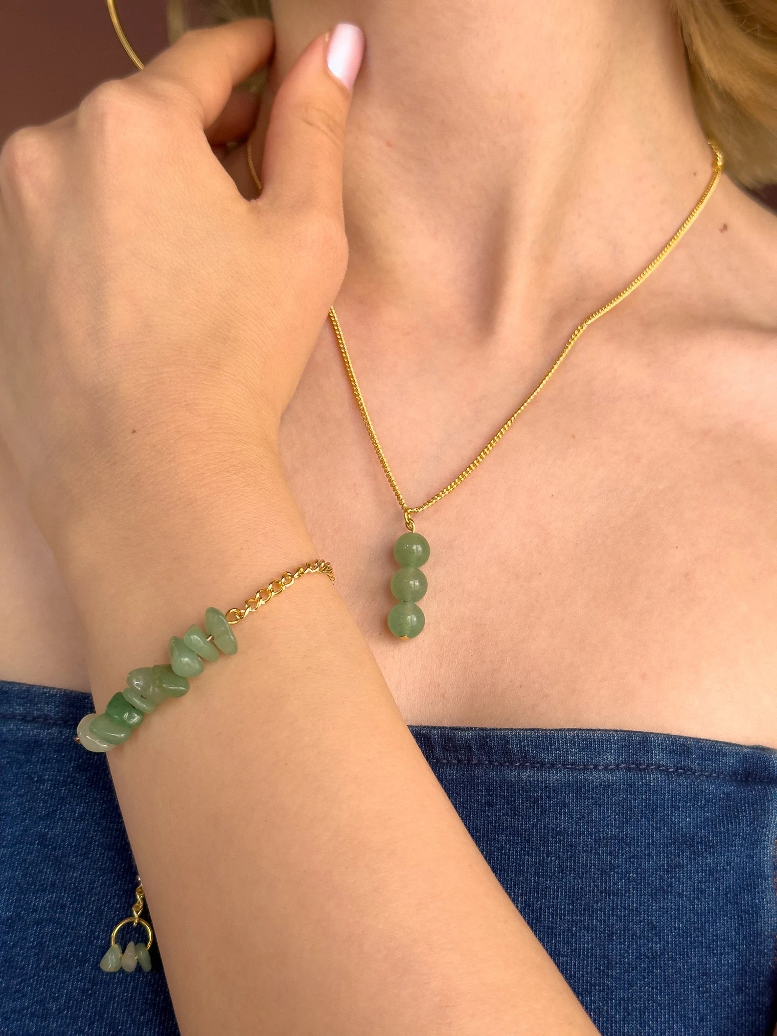 Aventurine Dangling Necklace necklaces LUNARITY GARAGE