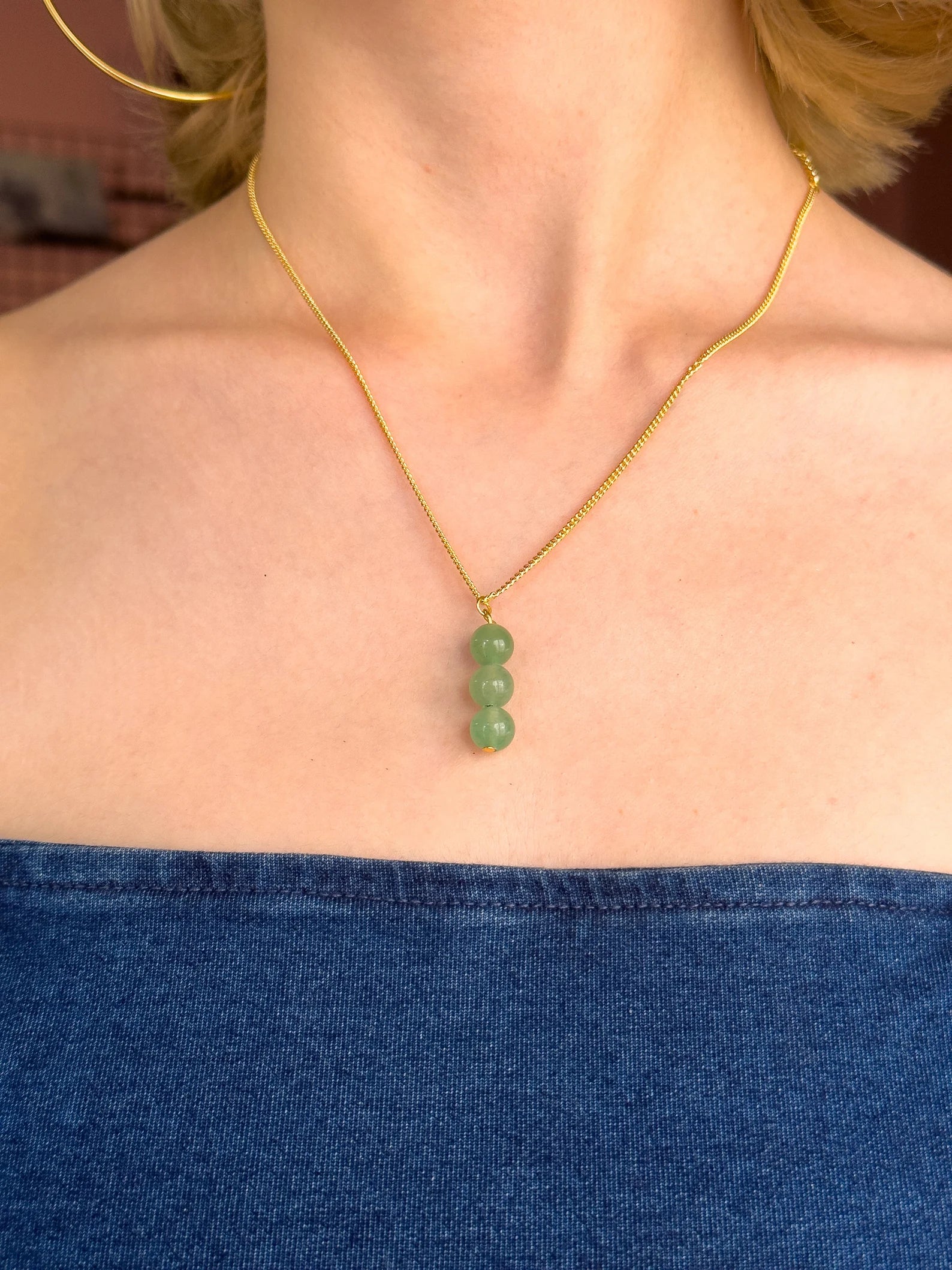 Aventurine Dangling Necklace necklaces LUNARITY GARAGE 16 Inches  