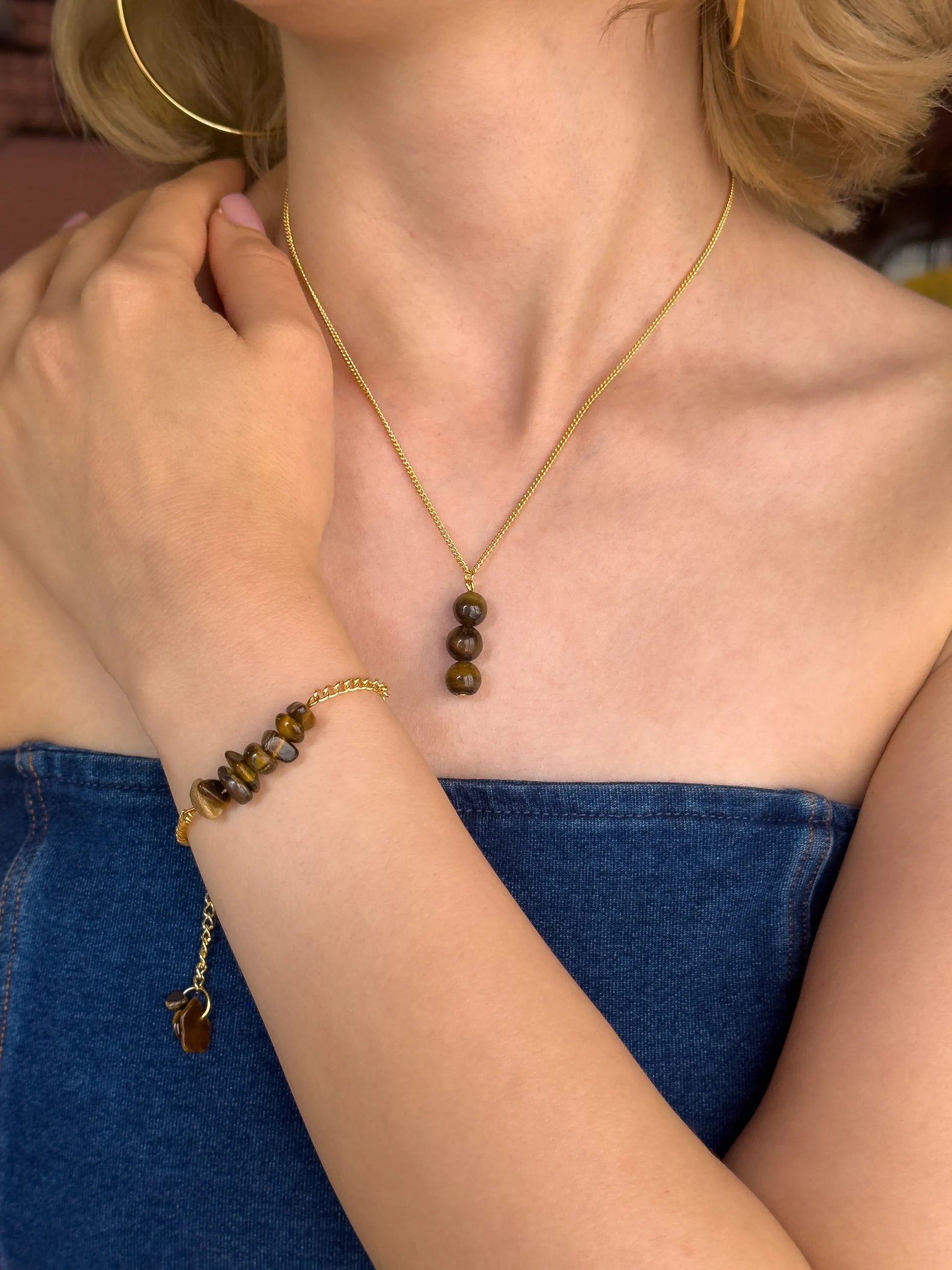 Tiger's Eye Dangling Necklace necklaces LUNARITY GARAGE