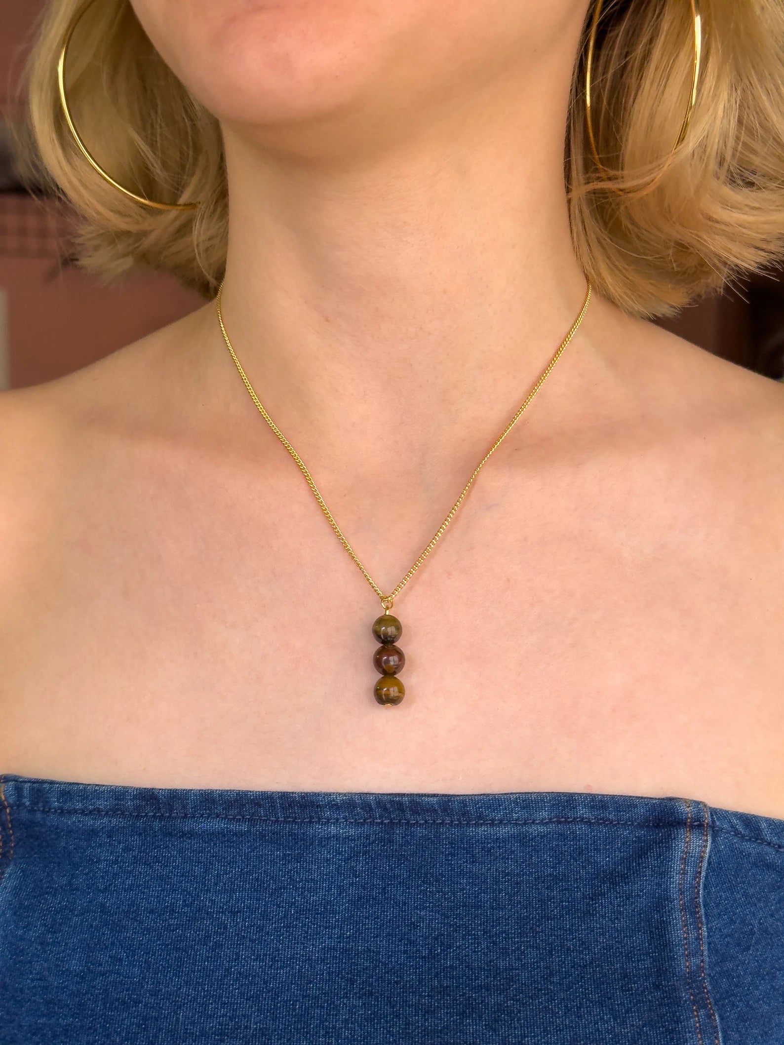 Tiger's Eye Dangling Necklace necklaces LUNARITY GARAGE 16 Inches