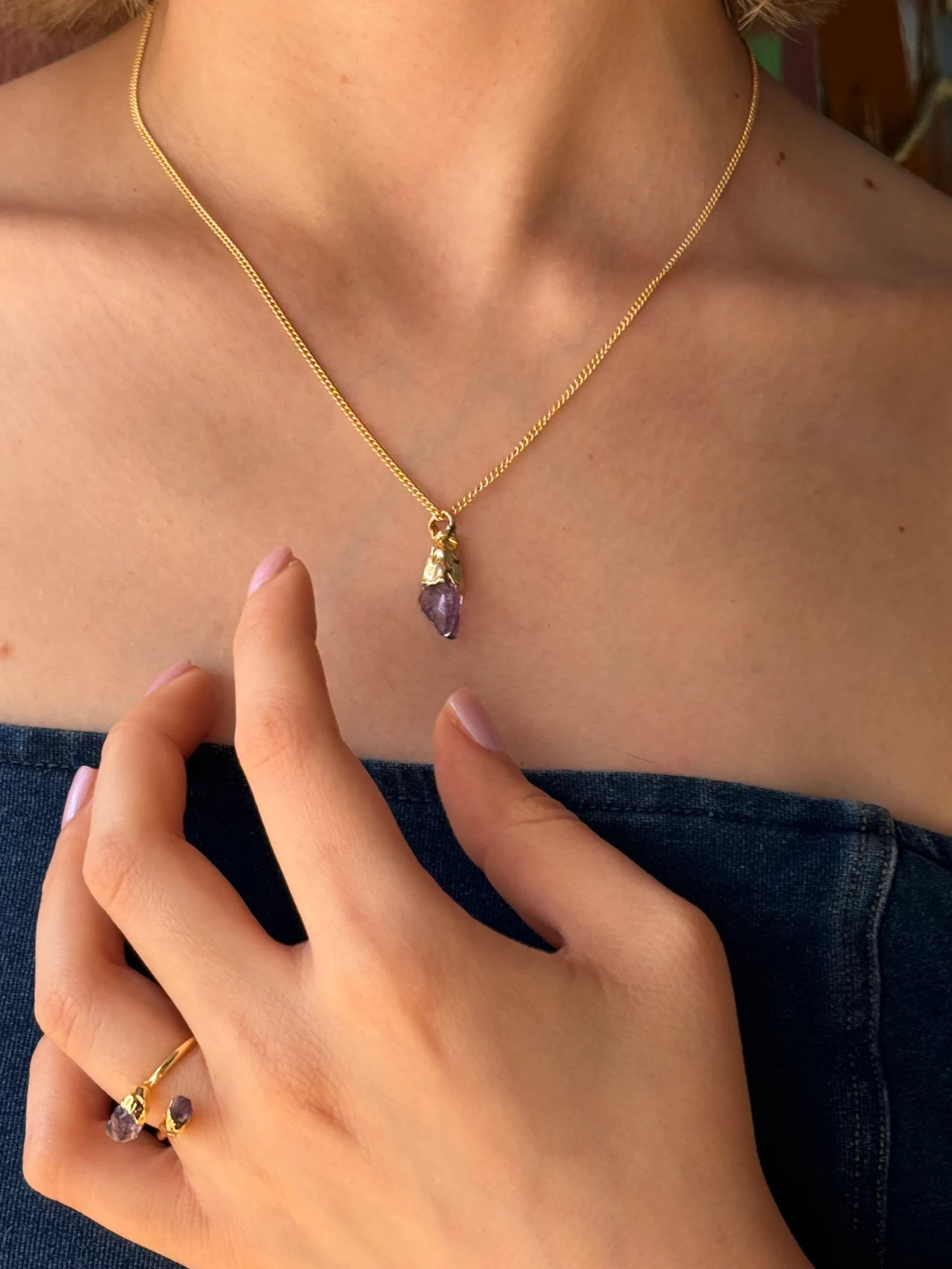 Minimalist Raw Amethyst Necklace necklaces LUNARITY GARAGE