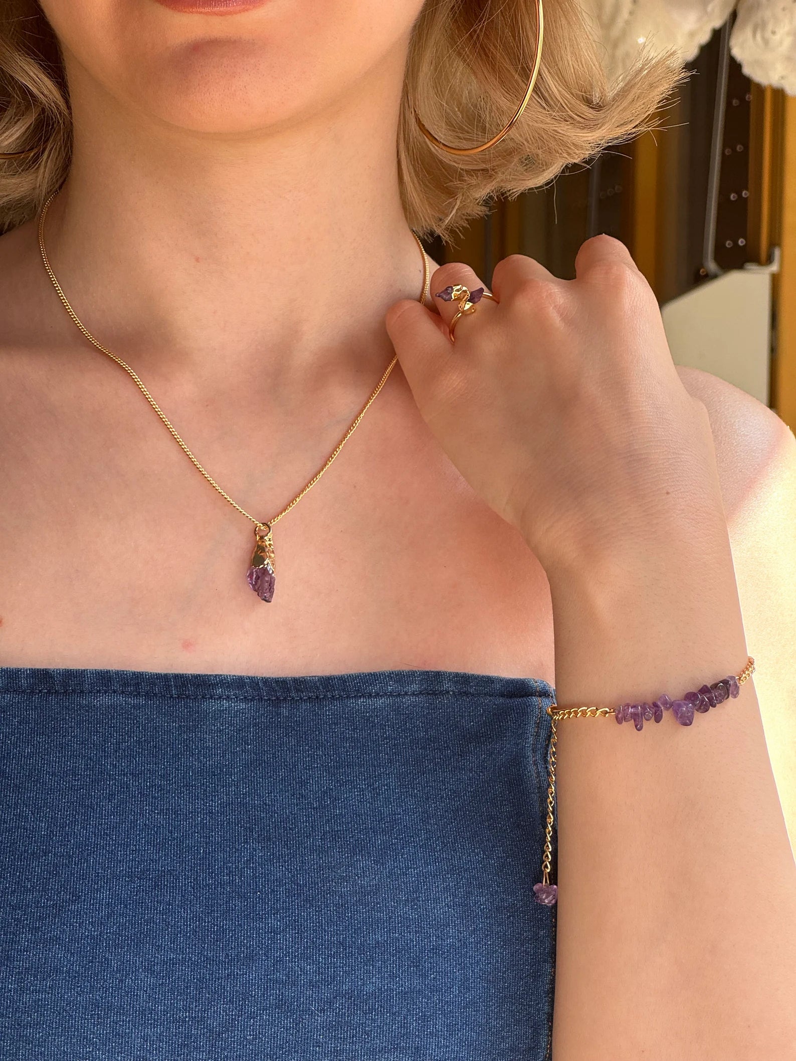 Minimalist Raw Amethyst Necklace necklaces LUNARITY GARAGE