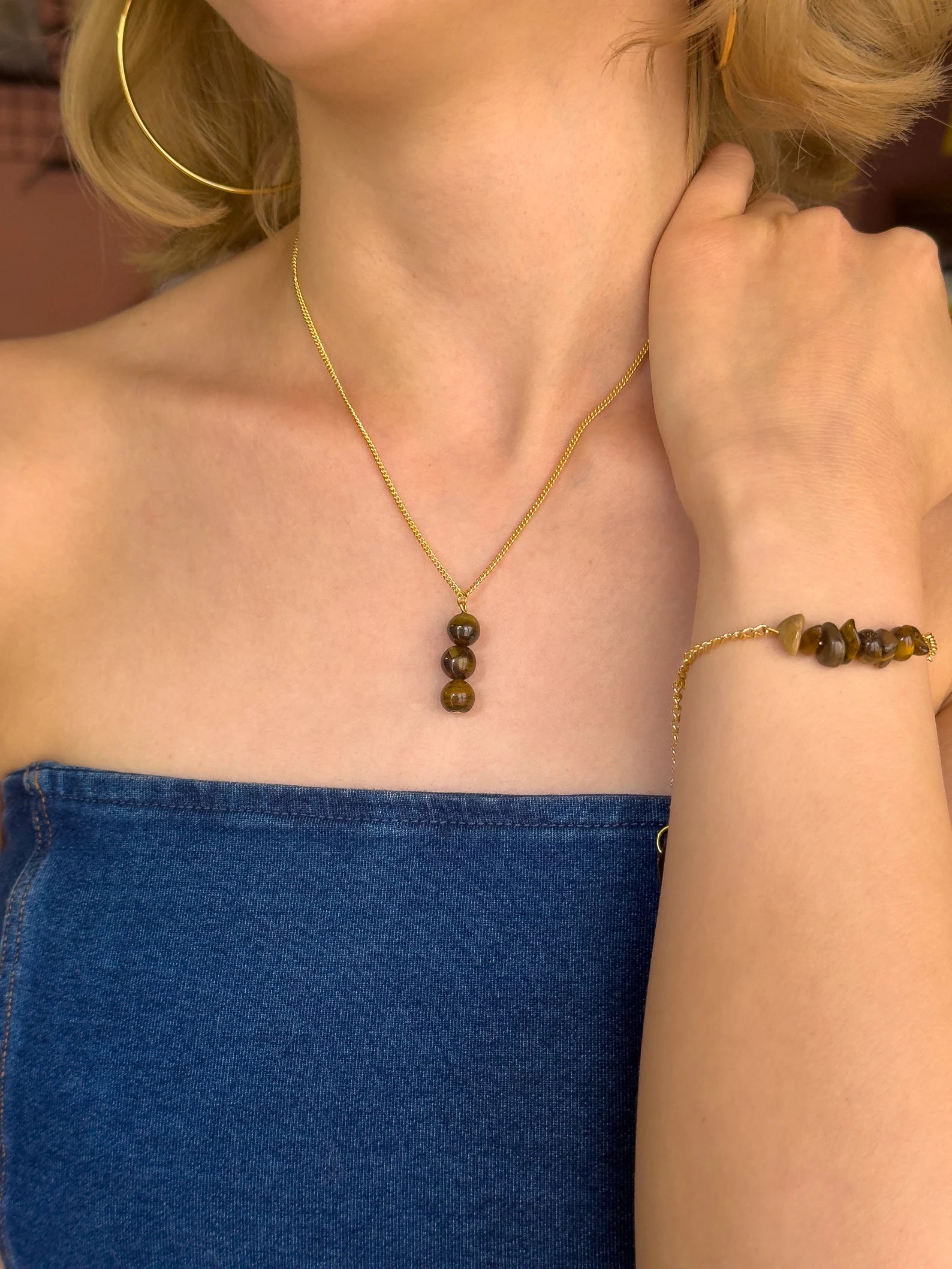 Tiger's Eye Dangling Necklace necklaces LUNARITY GARAGE