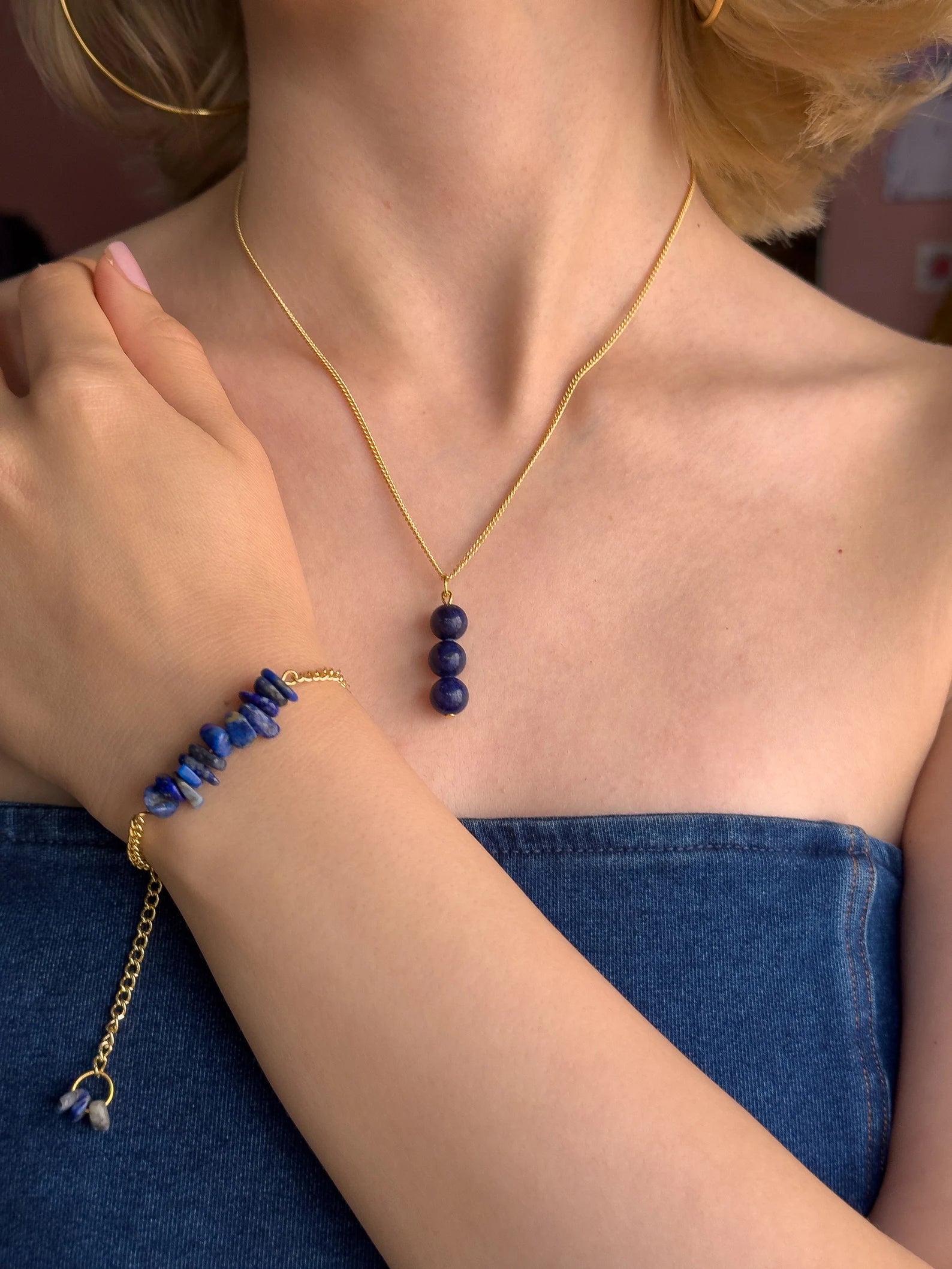 Lapis Lazuli Dangling Necklace necklaces LUNARITY GARAGE