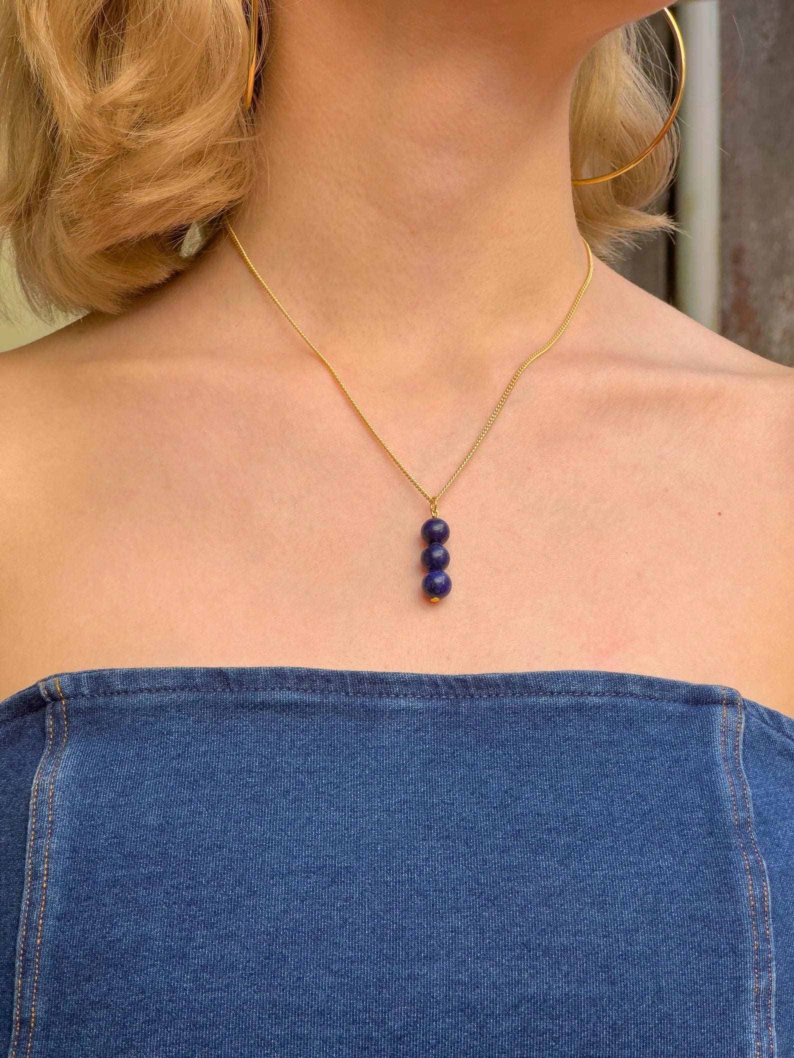 Lapis Lazuli Dangling Necklace necklaces LUNARITY GARAGE