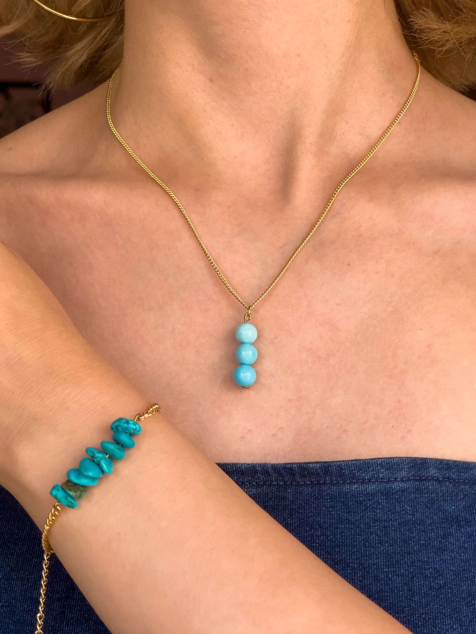 Minimalist Turquoise Necklace necklaces LUNARITY GARAGE 16 Inches  