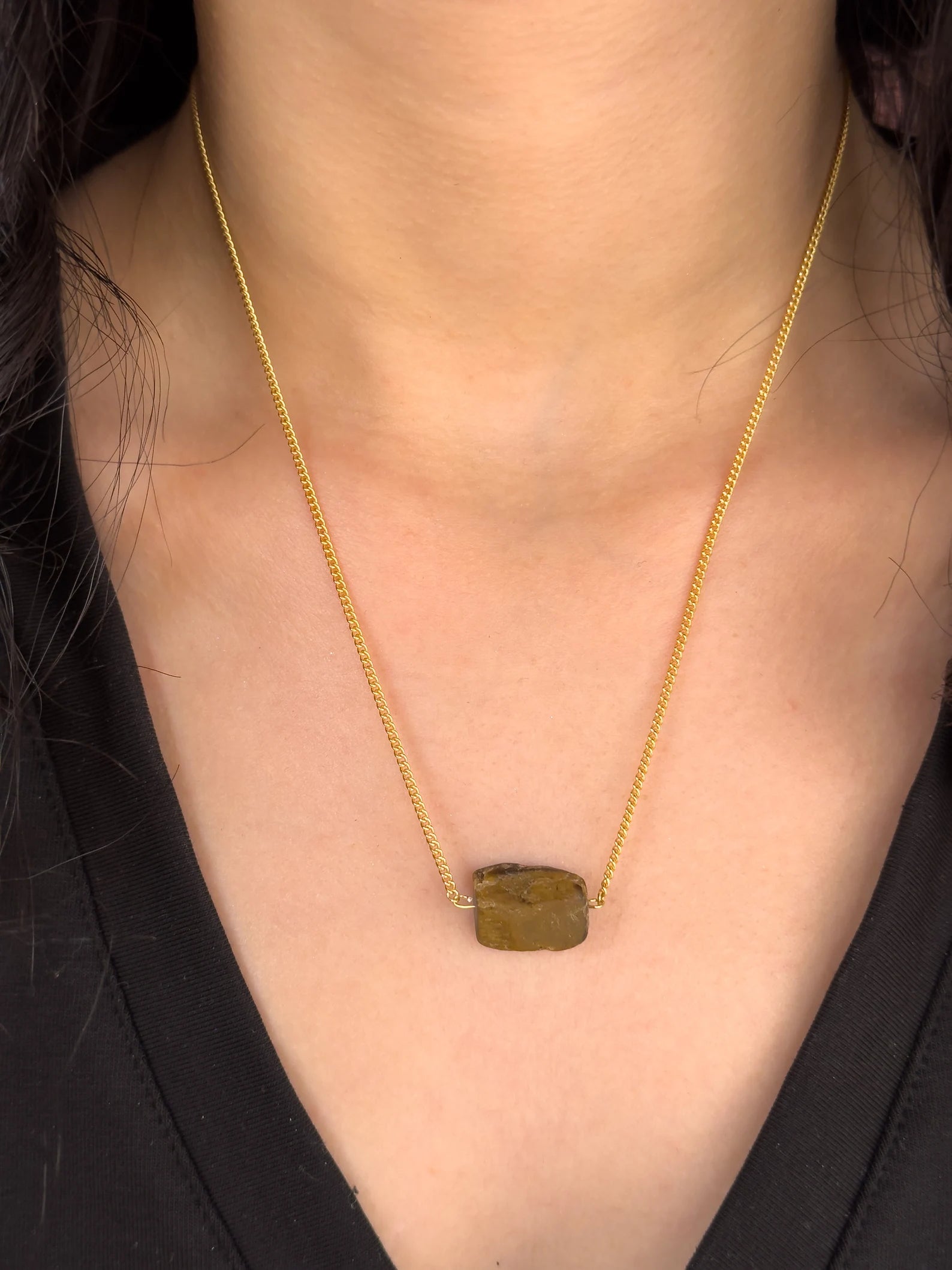 Raw Tiger's Eye Stone Necklace necklaces LUNARITY GARAGE 16 Inches
