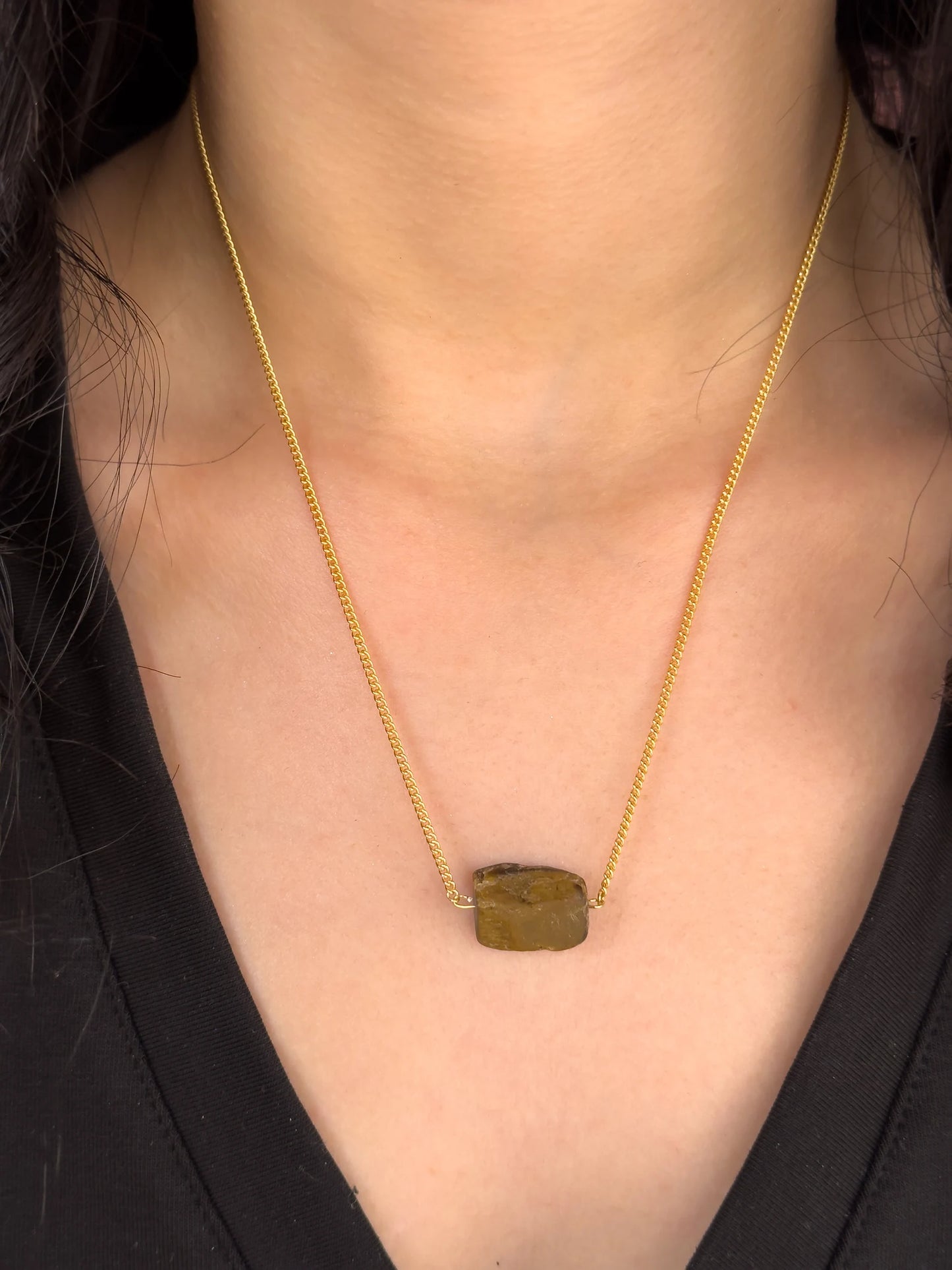 Raw Tiger's Eye Stone Necklace necklaces LUNARITY GARAGE 16 Inches  