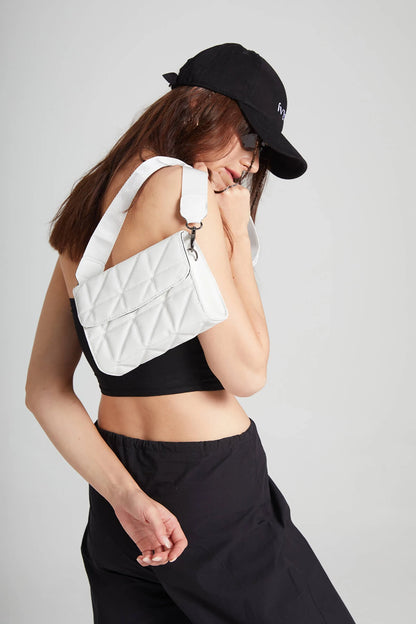 Quilted Stitched Covered Bag crossbody bag LUNARITY GARAGE White  