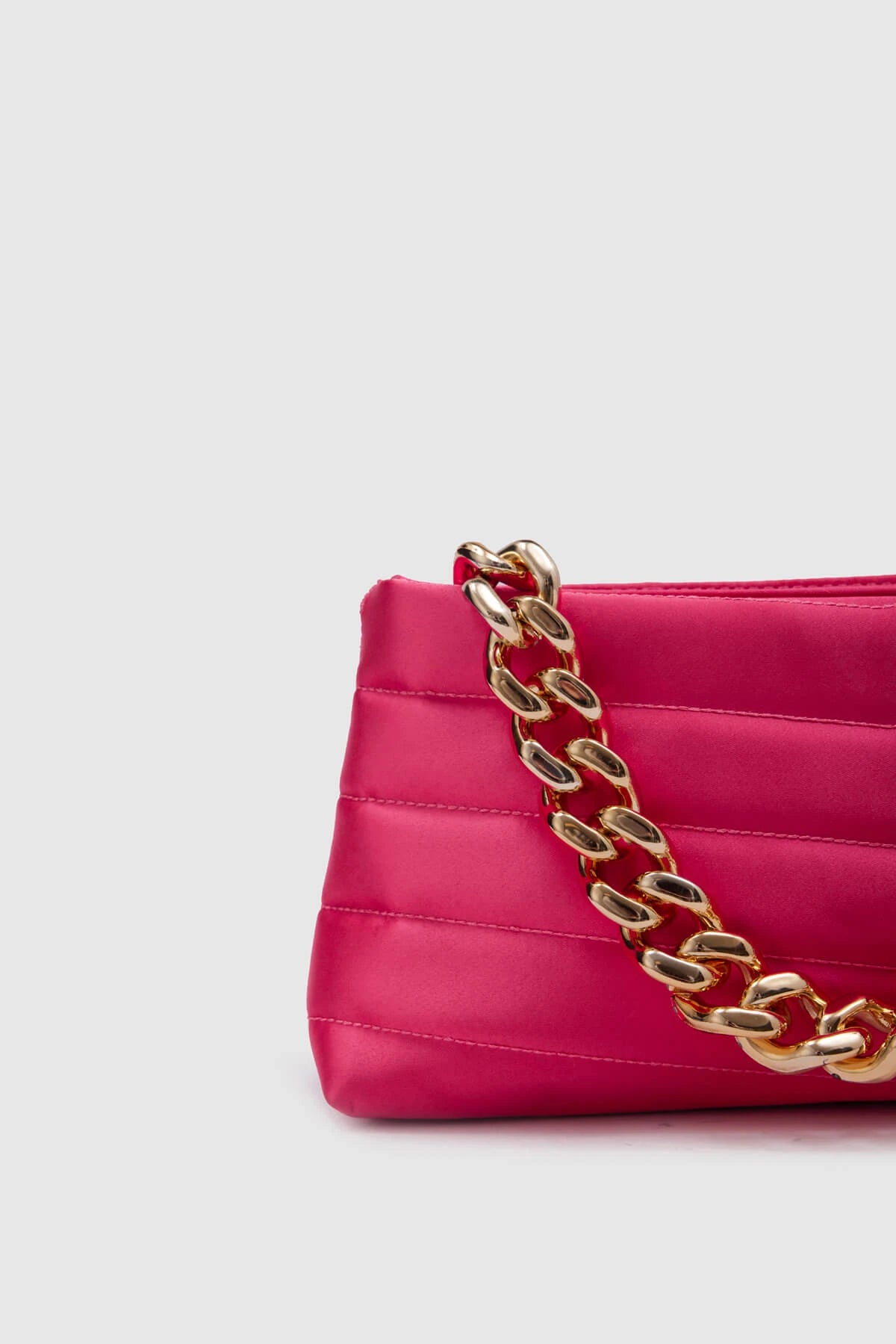 Satin Stitch Detail Gold Chain Strap Baguette Bag baguette bags LUNARITY GARAGE   