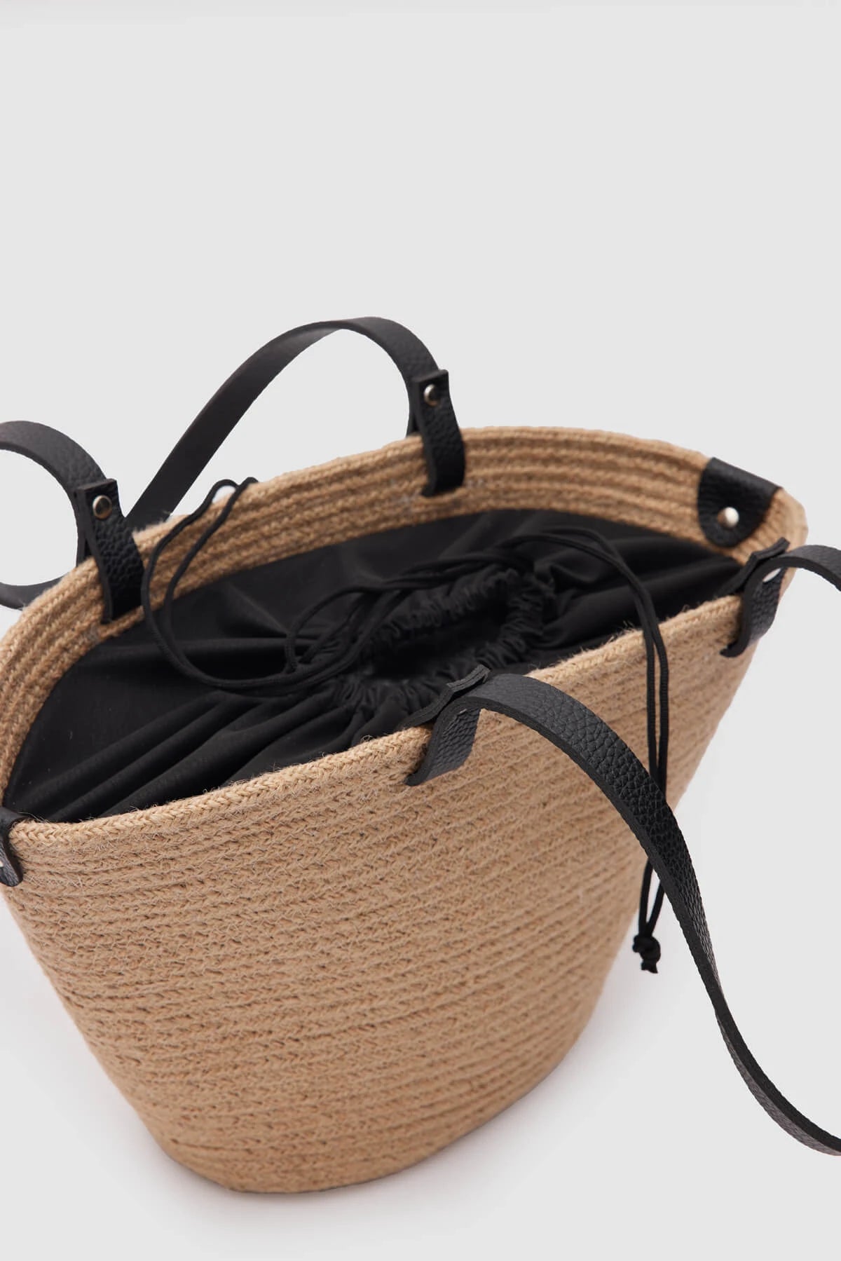 Straw Black Shopper Bag straw bags LUNARITY GARAGE   