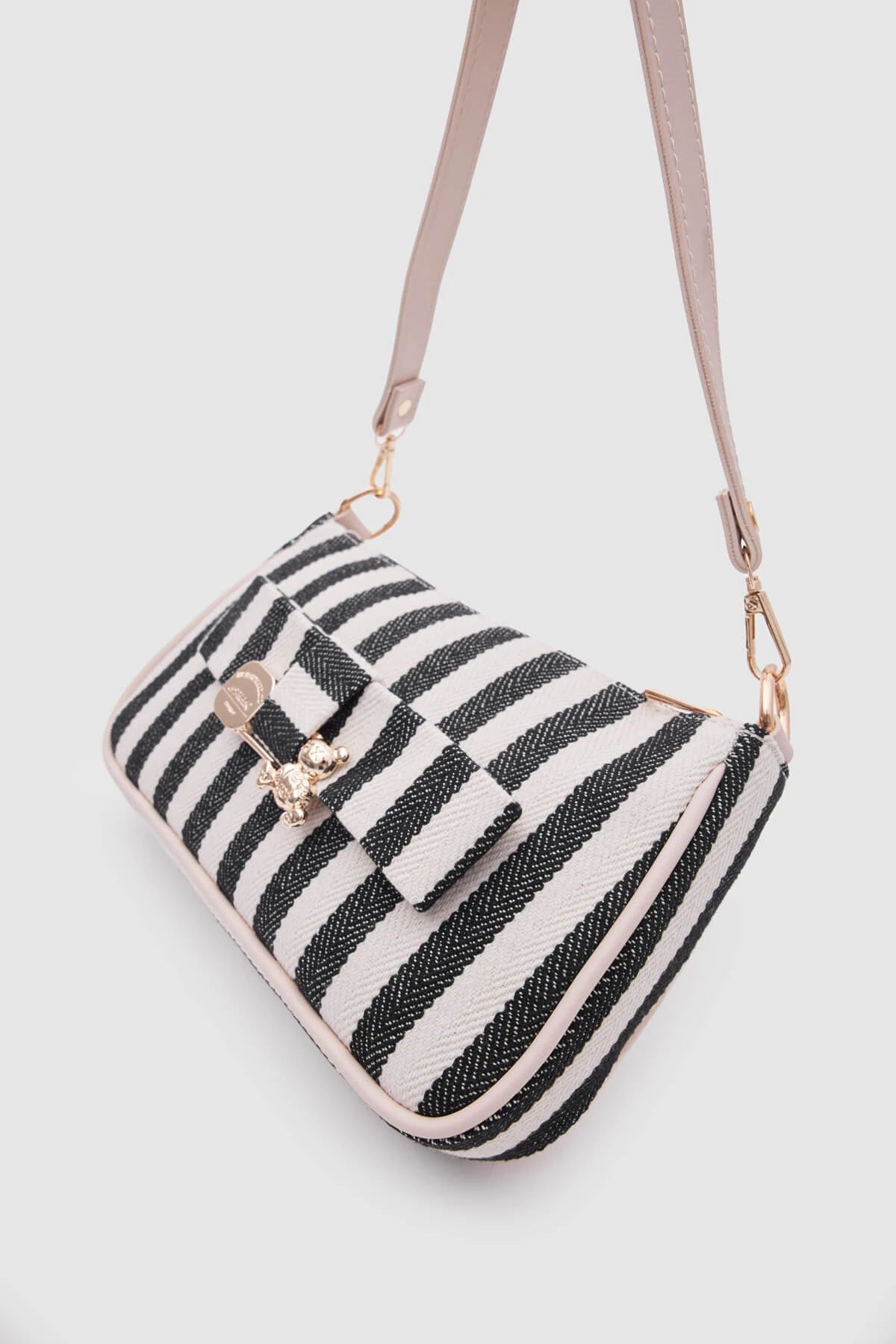 Kate Black Buckled Denim Baguette Bag baguette bags LUNARITY GARAGE