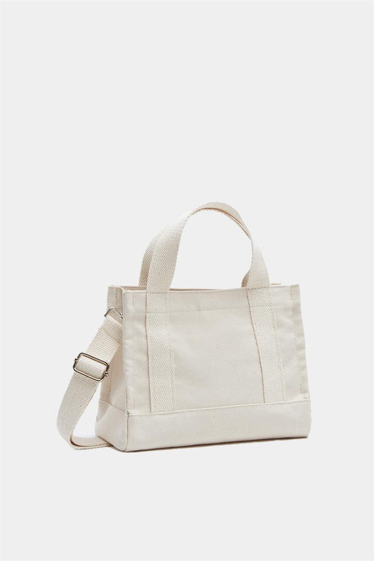 Cream Women Canvas Mini Tote Bag tote bag LUNARITY GARAGE   