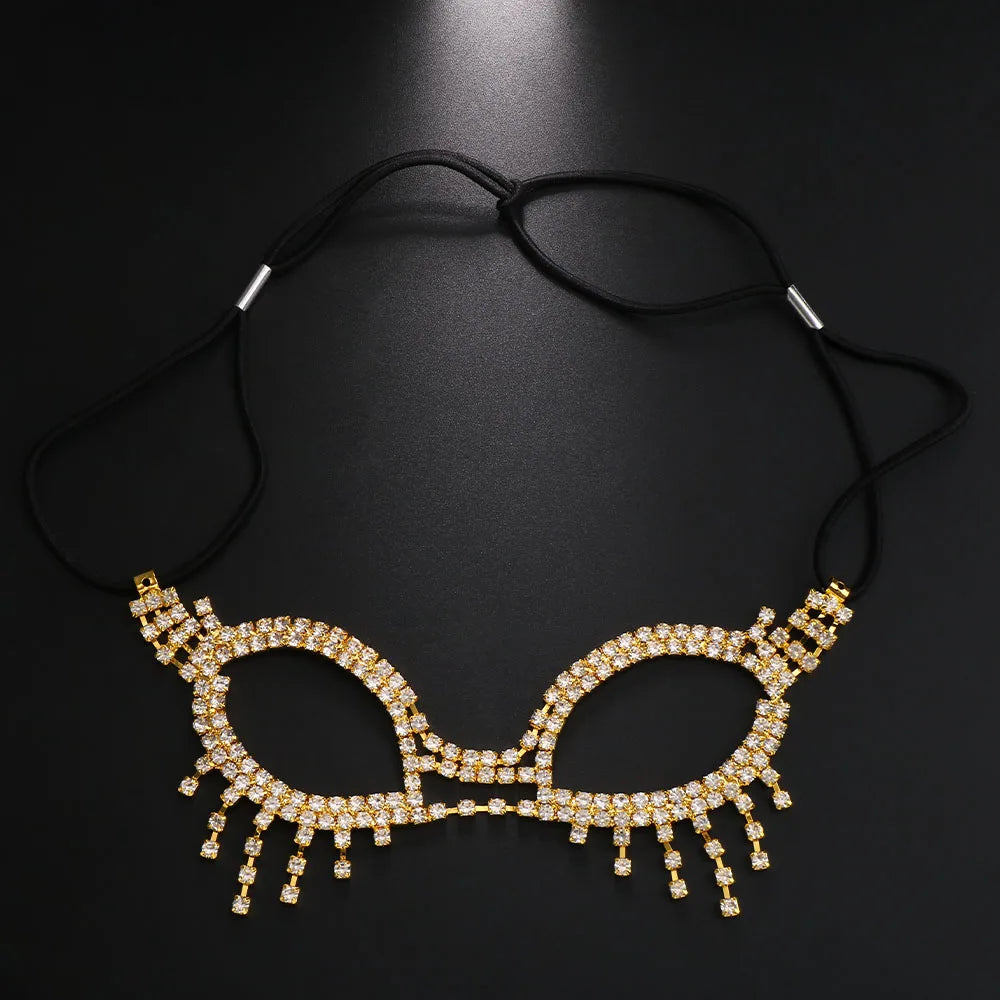 Aesthetic Luxury Rhinestone Tassel Round Glasses Frames Eyewear Lunarity Garage Gold