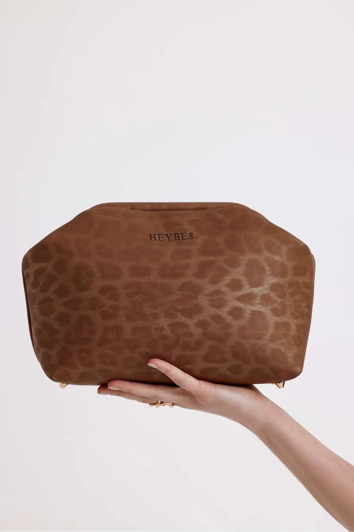 Women's Tan Leopard Patterned Faux Leather Clutch Handbag clutch LUNARITY GARAGE