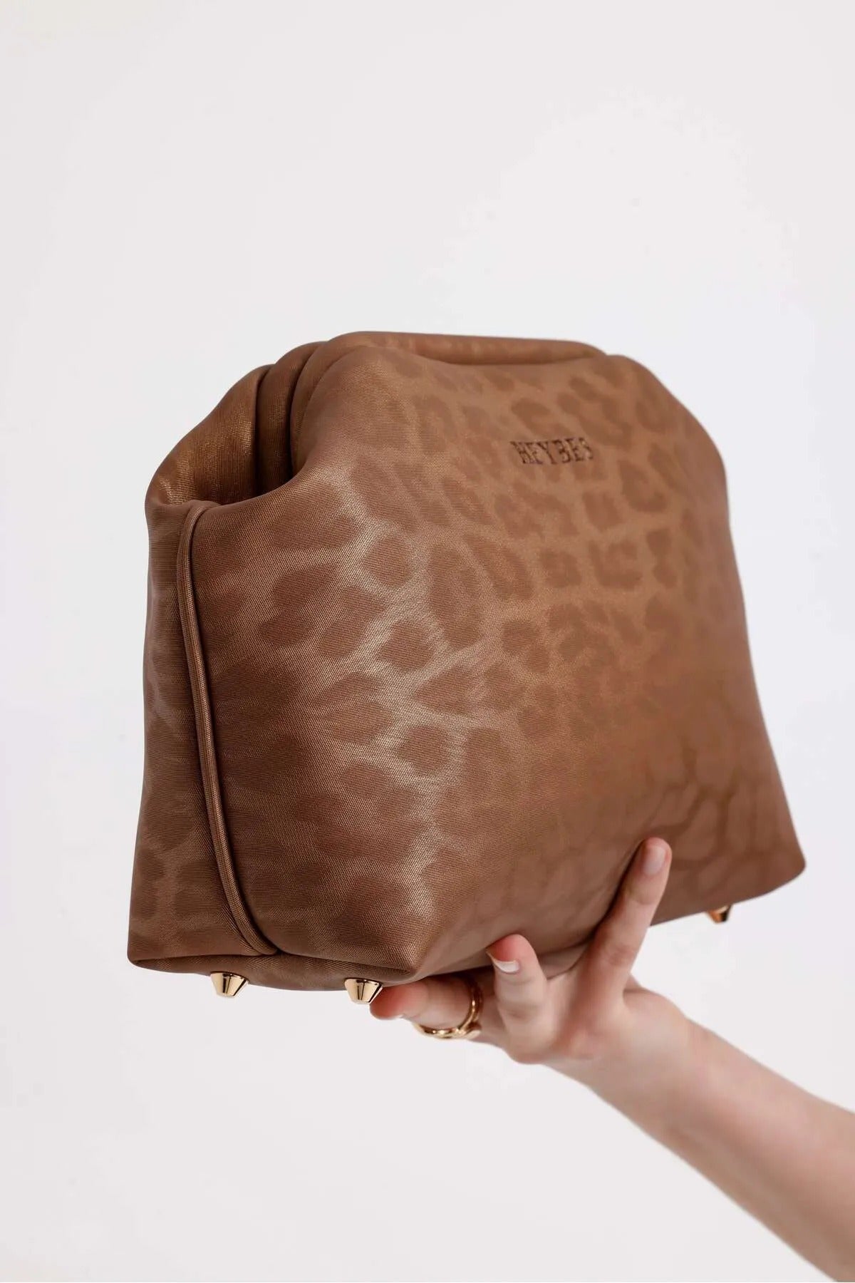Women's Tan Leopard Patterned Faux Leather Clutch Handbag clutch LUNARITY GARAGE