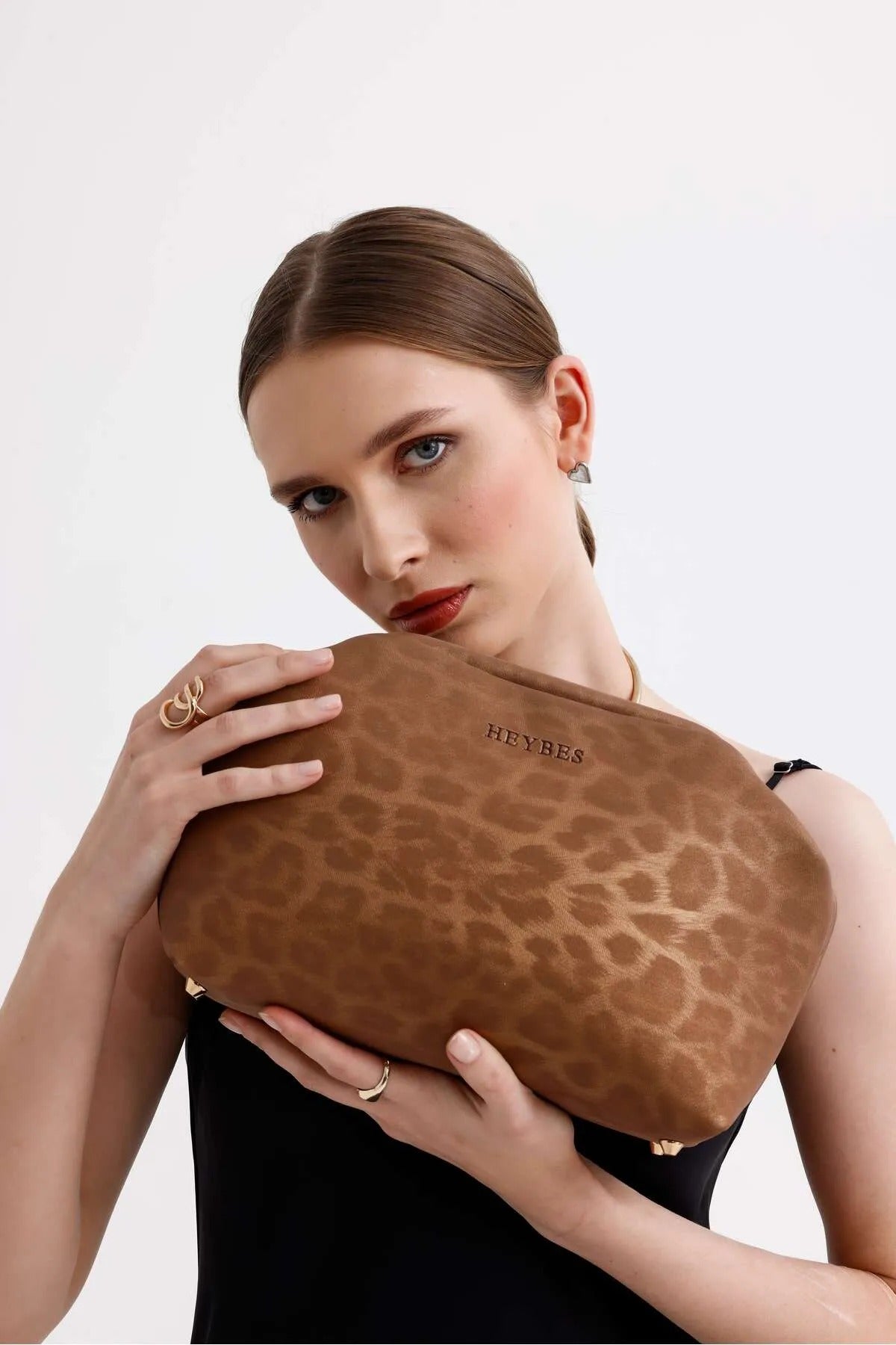 Women's Tan Leopard Patterned Faux Leather Clutch Handbag clutch LUNARITY GARAGE