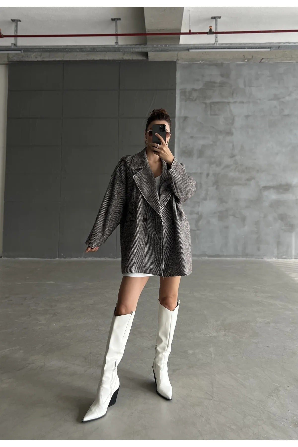 Cashmere Style Button Up Jacket – Classic Long Sleeve Coat with Double Pockets Jackets LUNARITY GARAGE One Size Brown