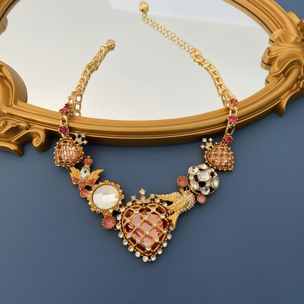 Mid-Ancient Vintage Western Antique Love Crystal Necklace necklaces LUNARITY GARAGE   