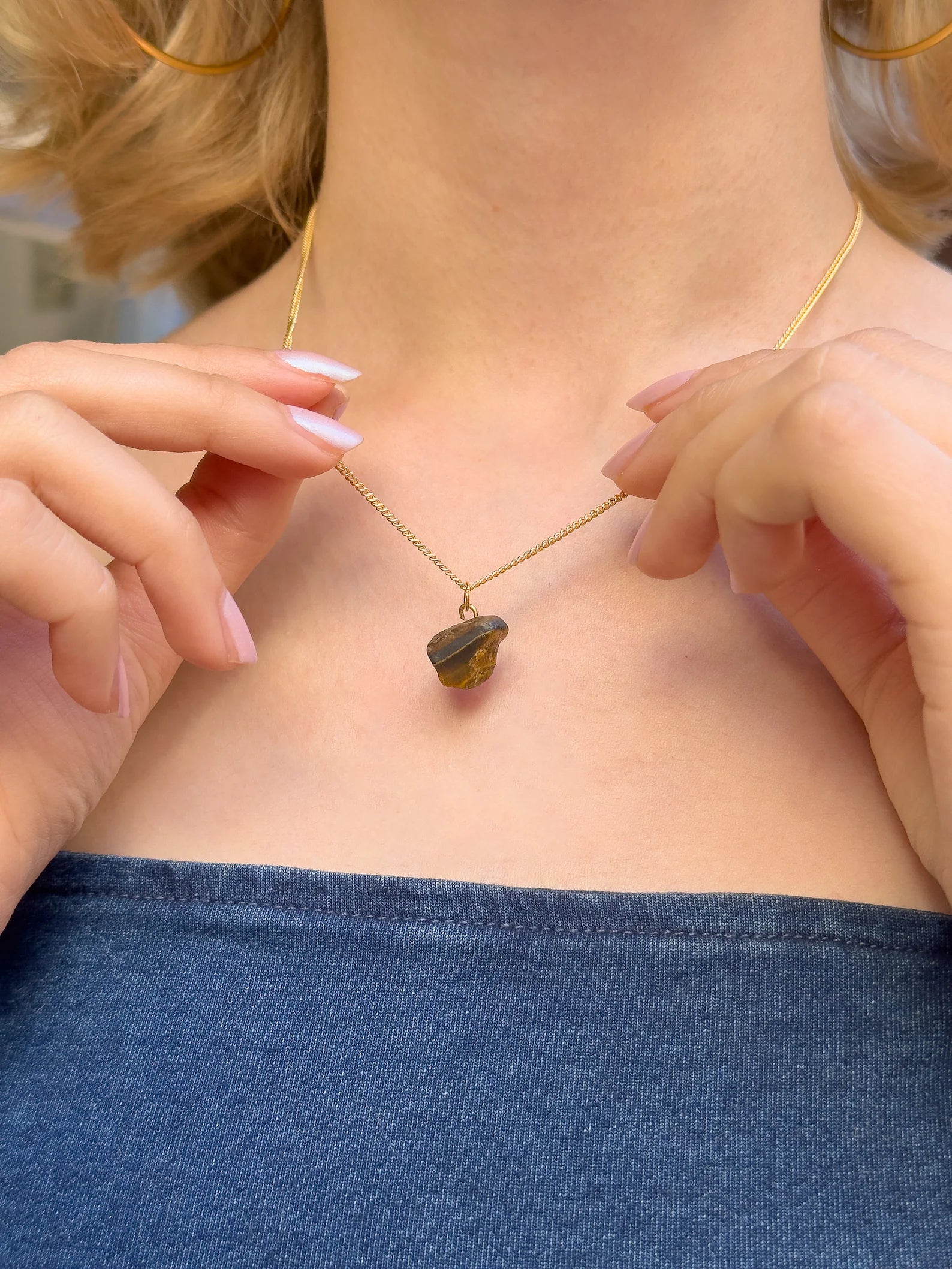 Raw Tiger's Eye Minimalist Necklace necklaces LUNARITY GARAGE