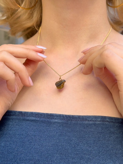 Raw Tiger's Eye Minimalist Necklace necklaces LUNARITY GARAGE   