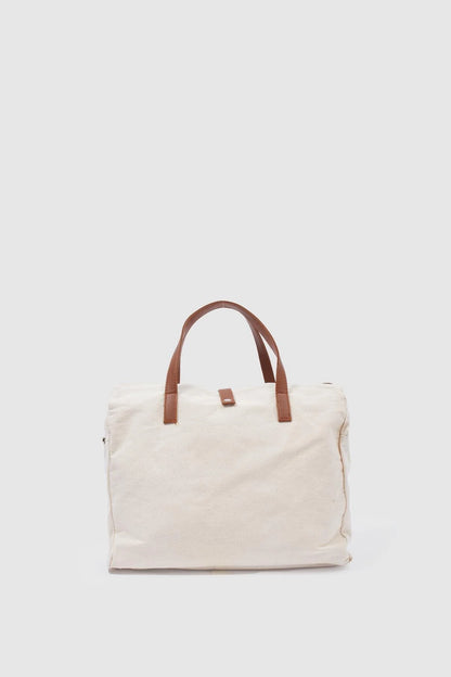 Organic Linen Fabric Shopper Bag Leon Tan shopper bag LUNARITY GARAGE   