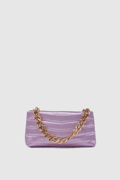 Satin Stitch Detail Gold Chain Strap Baguette Bag baguette bags LUNARITY GARAGE   