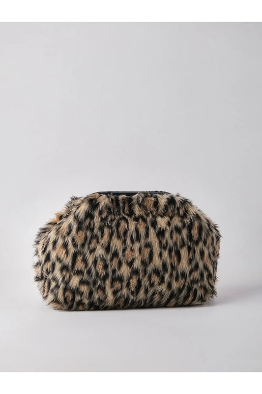 Bold Brown Leopard Print Plush Clutch Handbag clutch LUNARITY GARAGE   