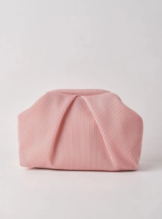 Elegant Navy Pleated Clutch Handbag clutch LUNARITY GARAGE Pink  