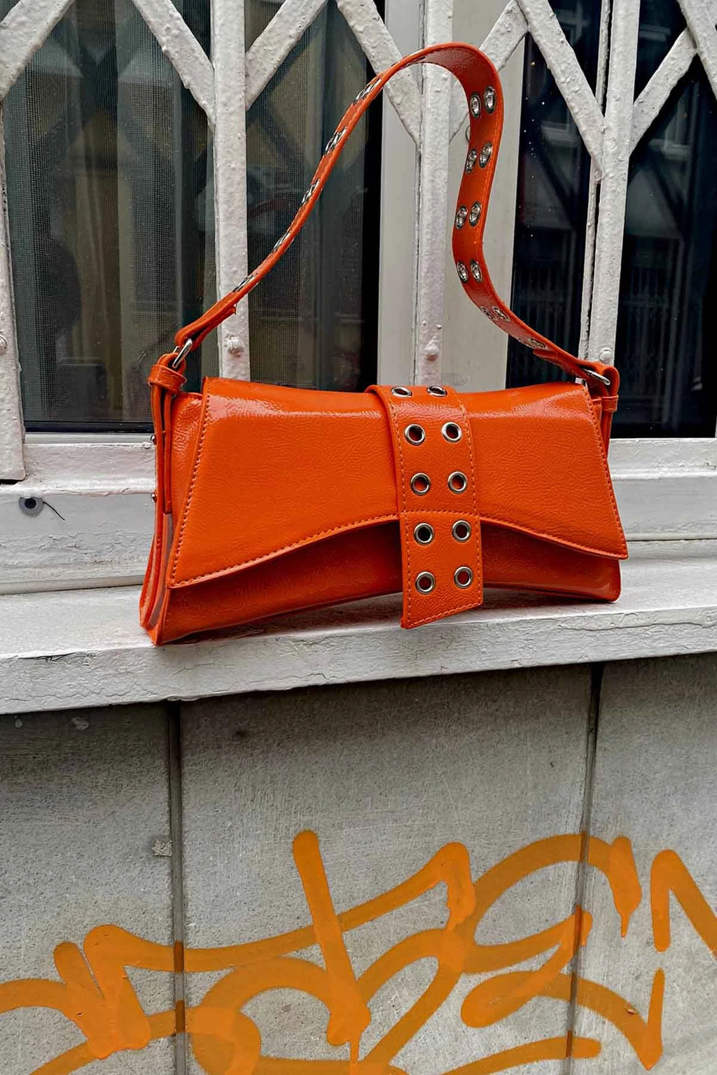 Poison Asymmetrical Staple Baguette Bag baguette bags LUNARITY GARAGE   