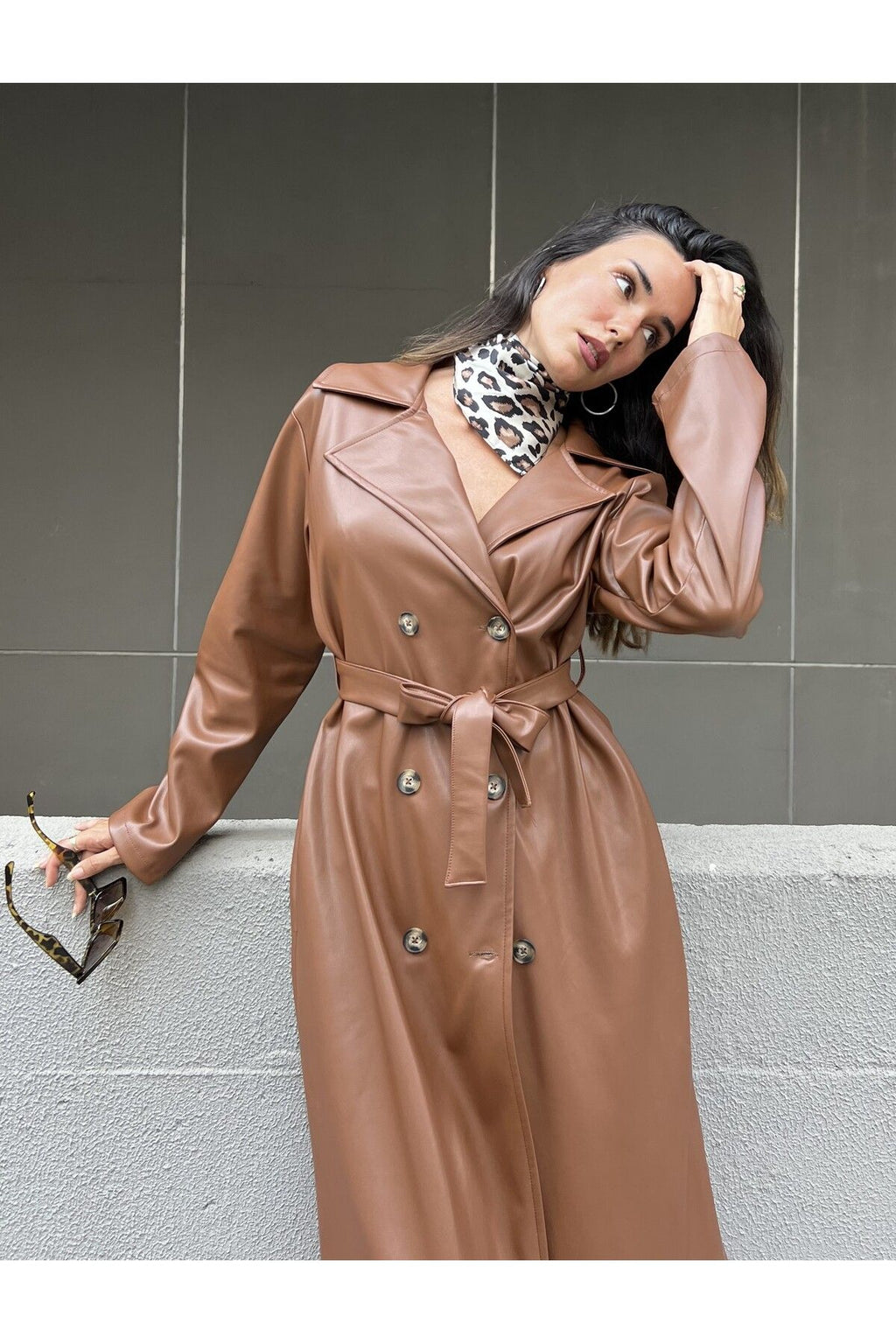 Women's Brown Double-Breasted Trench Coat Trench Coat LunarityGarage