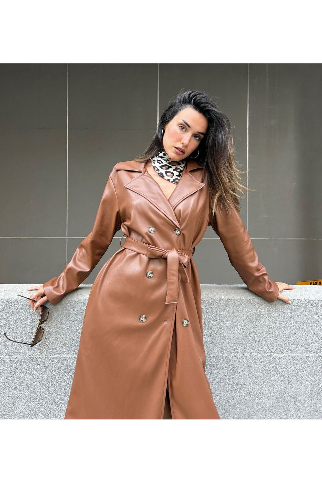 Women's Brown Double-Breasted Trench Coat Trench Coat LunarityGarage