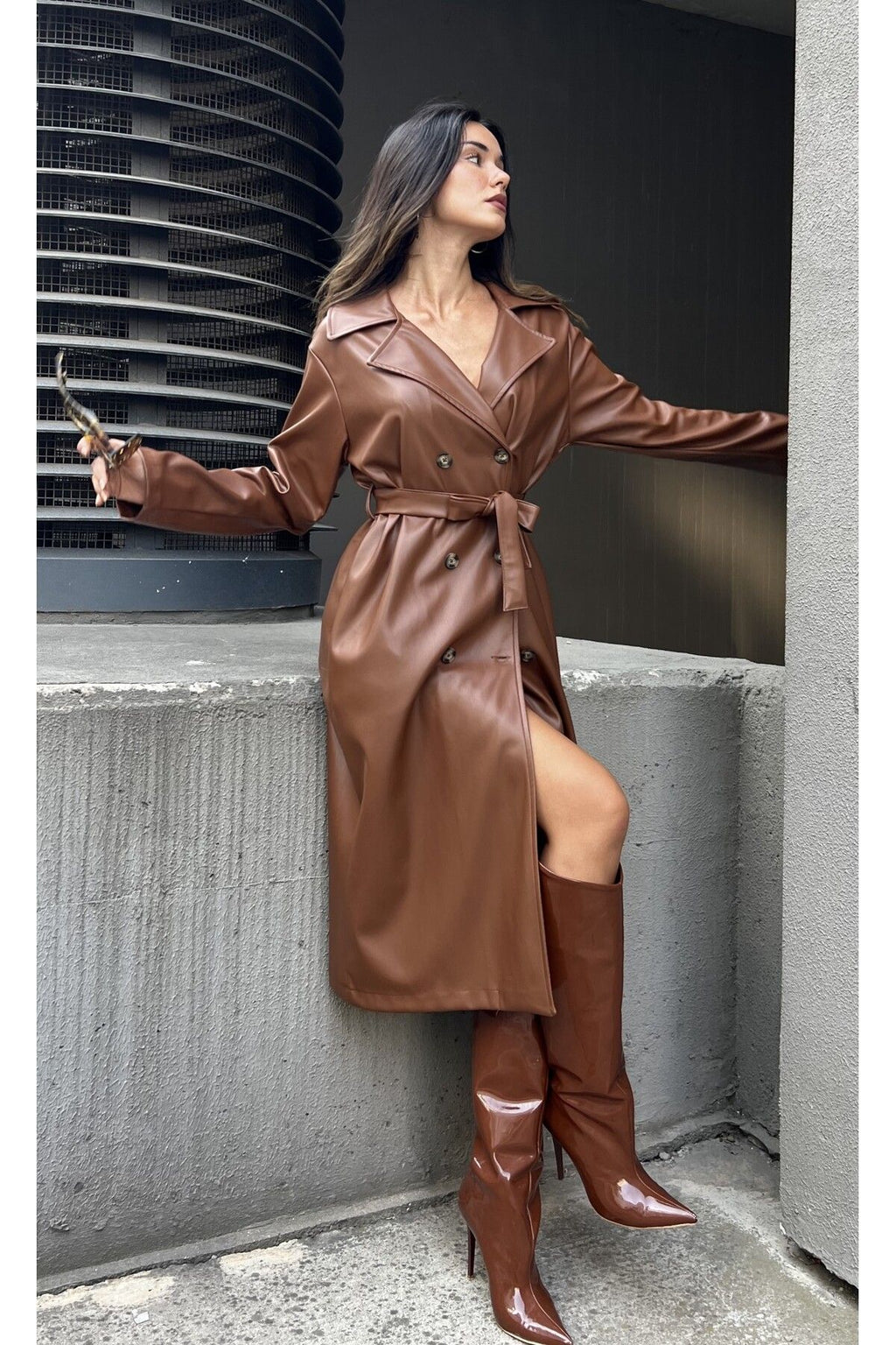 Women's Brown Double-Breasted Trench Coat Trench Coat LunarityGarage