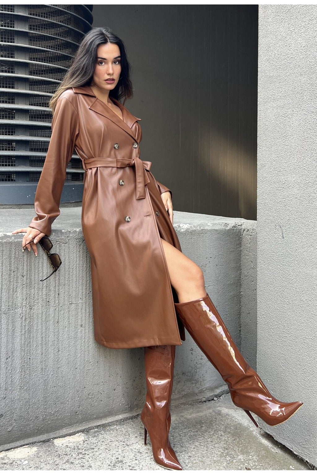 Women's Brown Double-Breasted Trench Coat Trench Coat LunarityGarage