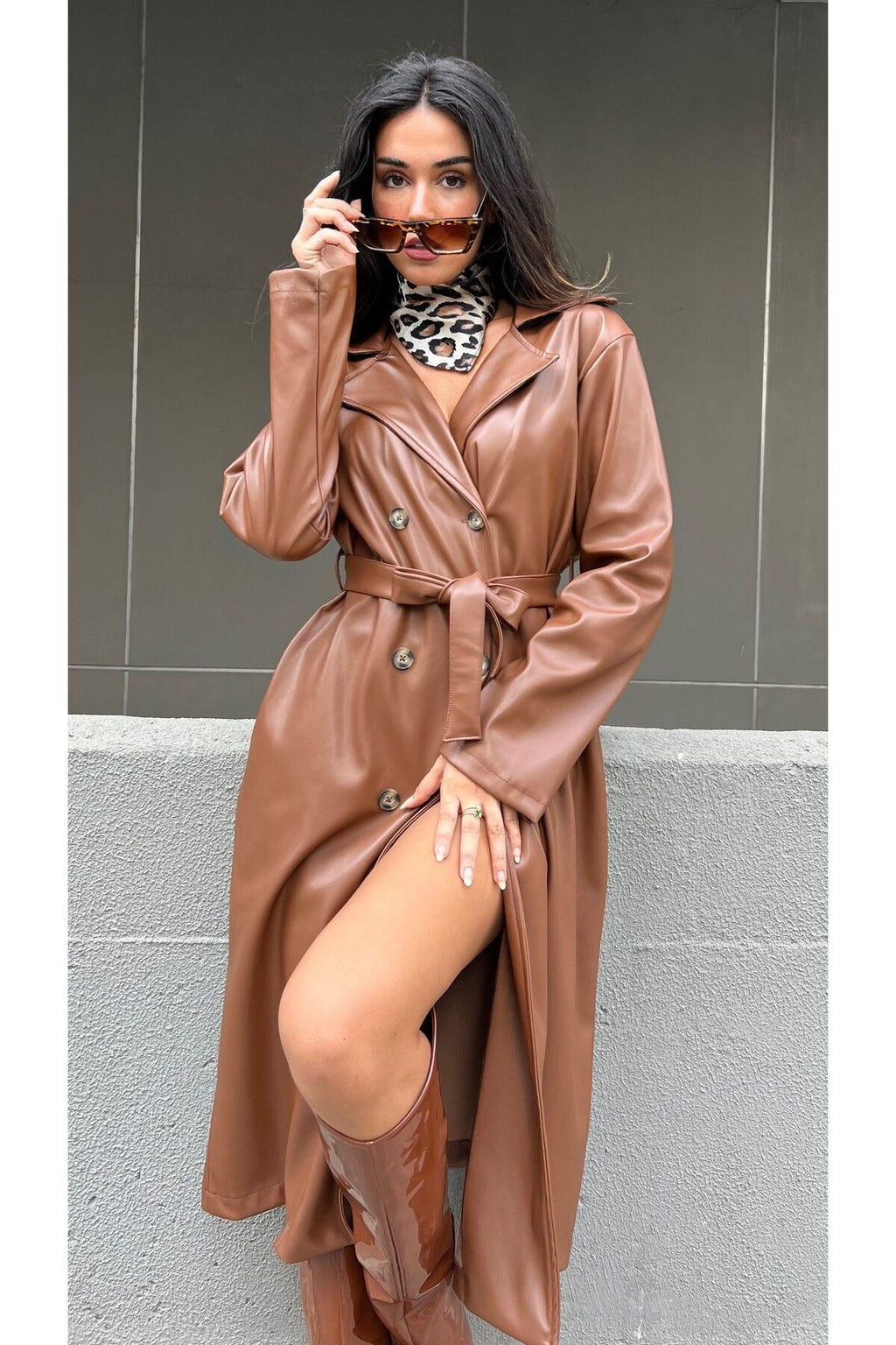 Women's Brown Double-Breasted Trench Coat Trench Coat LunarityGarage