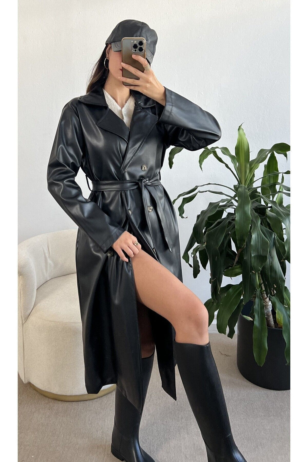 Women's Brown Double-Breasted Trench Coat Trench Coat LunarityGarage