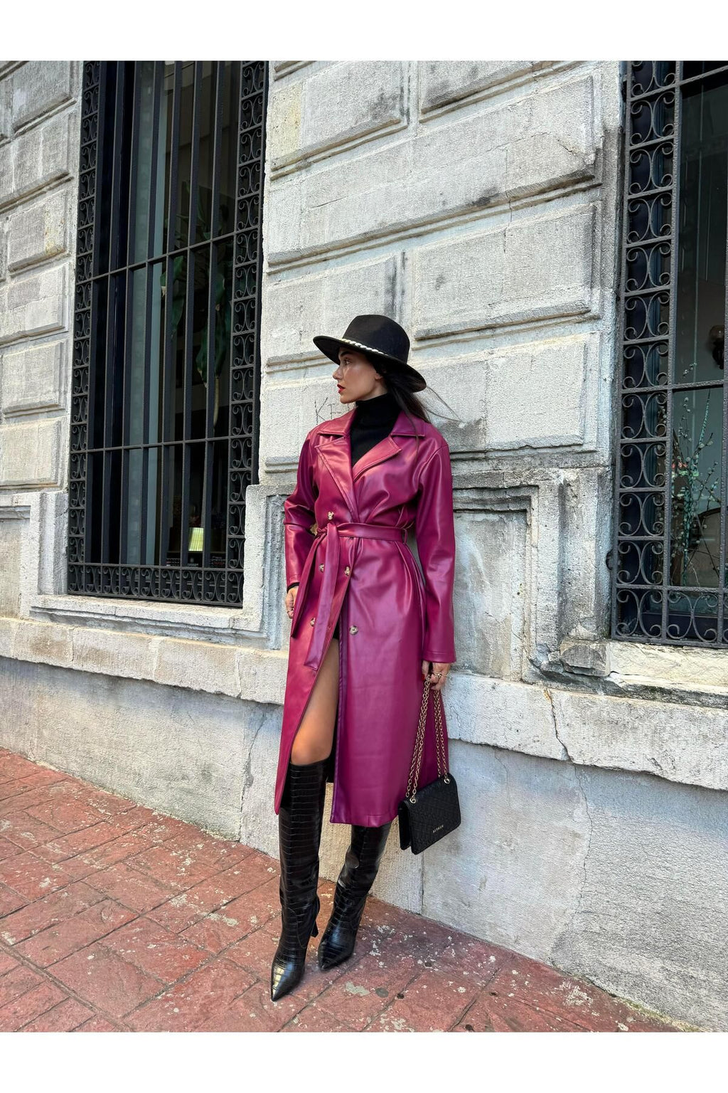 Women's Brown Double-Breasted Trench Coat