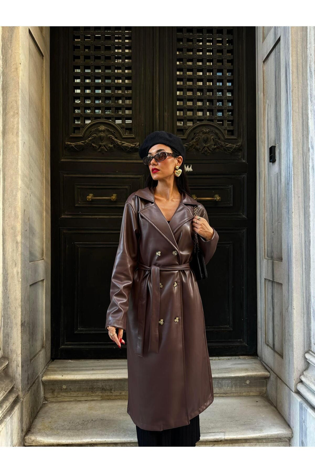 Women's Brown Double-Breasted Trench Coat Trench Coat LunarityGarage