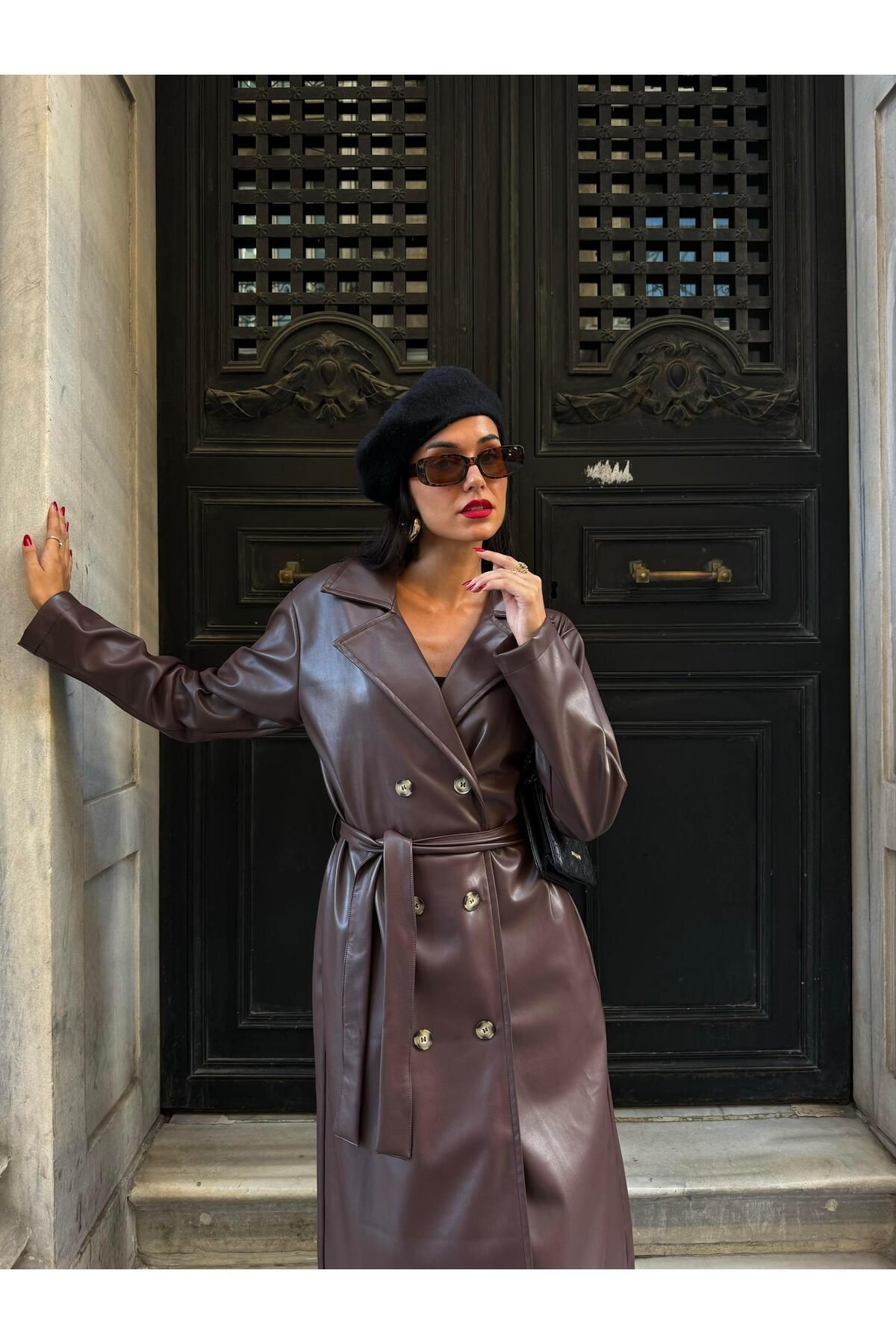 Women's Brown Double-Breasted Trench Coat Trench Coat LunarityGarage