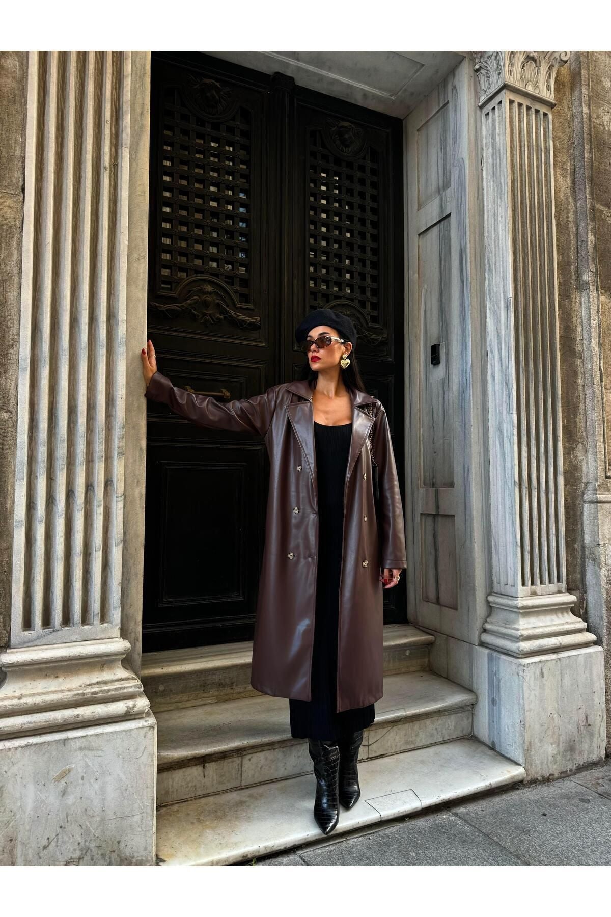 Women's Brown Double-Breasted Trench Coat Trench Coat LunarityGarage