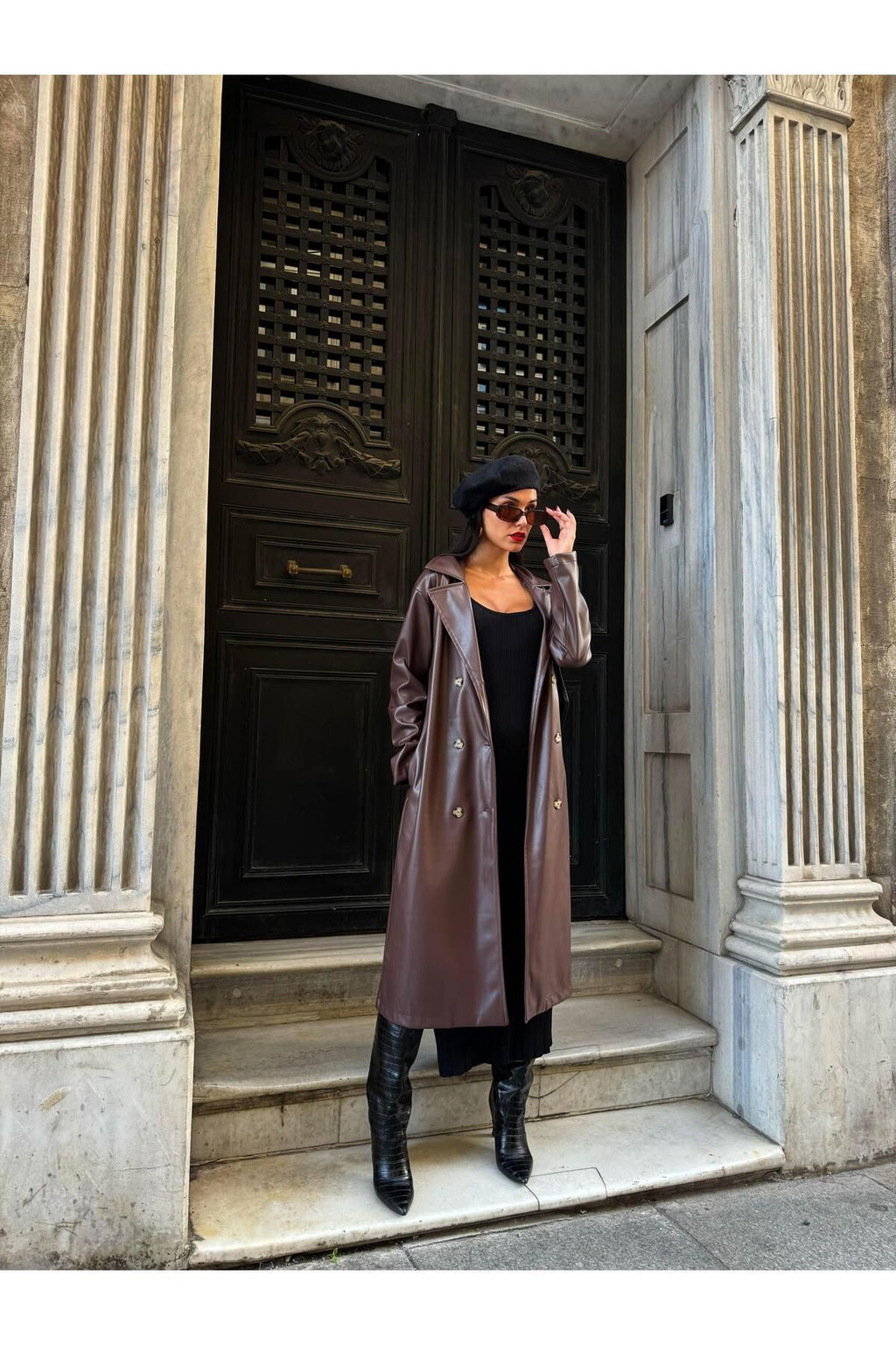 Women's Brown Double-Breasted Trench Coat Trench Coat LunarityGarage