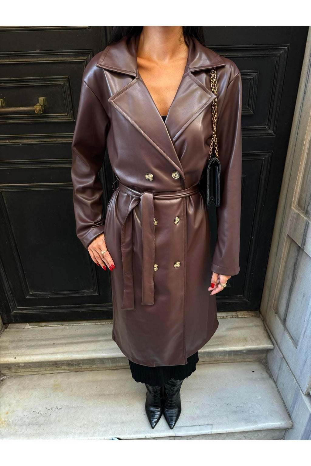 Women's Brown Double-Breasted Trench Coat Trench Coat LunarityGarage