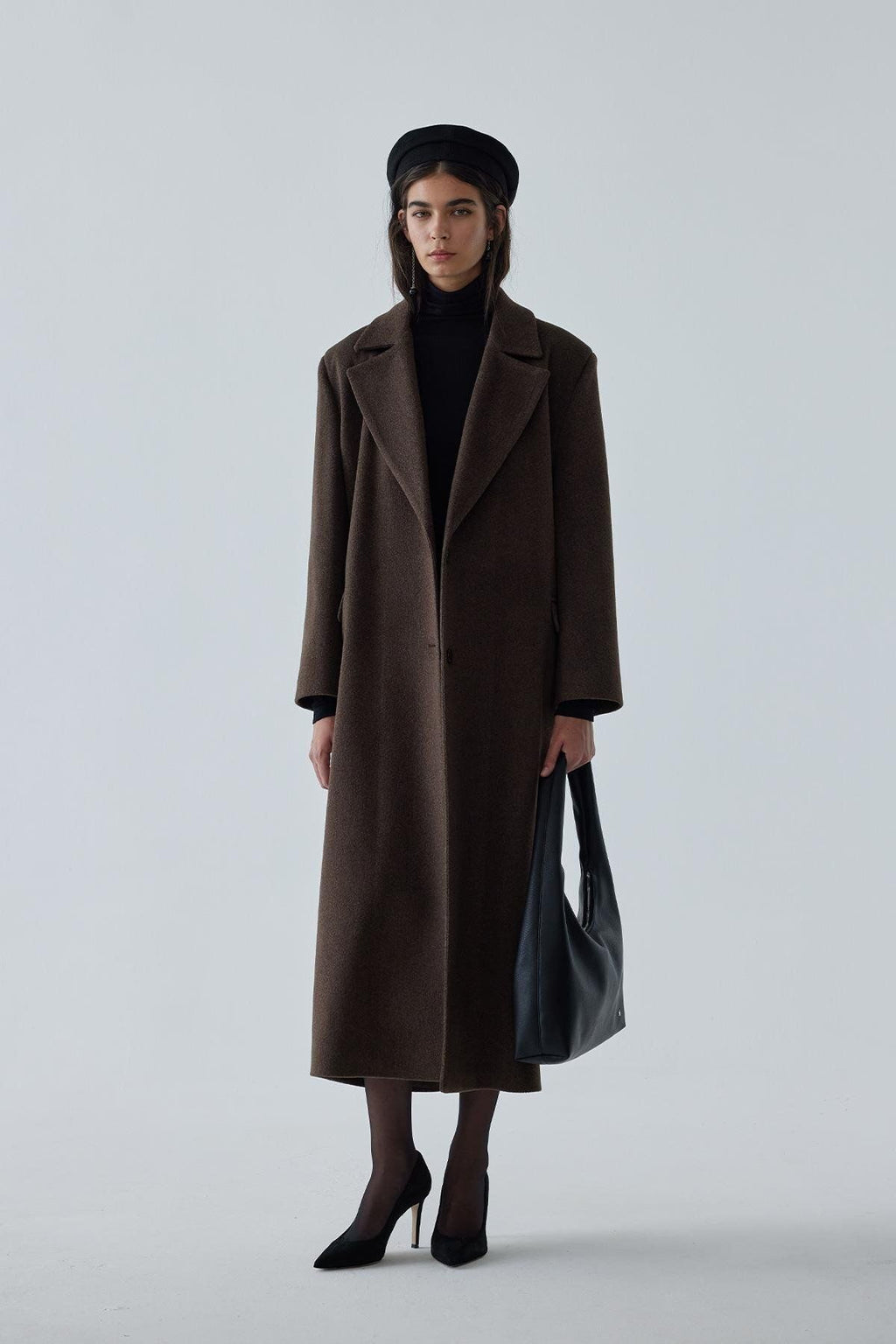 Brown Black Maxi Cashmere Coat Coats LunarityGarage Coffee 2