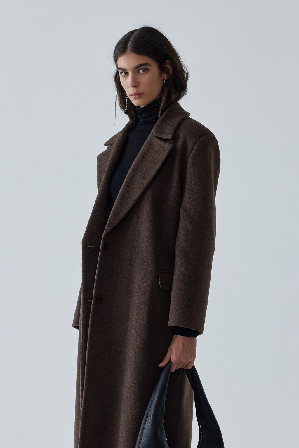 Brown Black Maxi Cashmere Coat Coats LunarityGarage